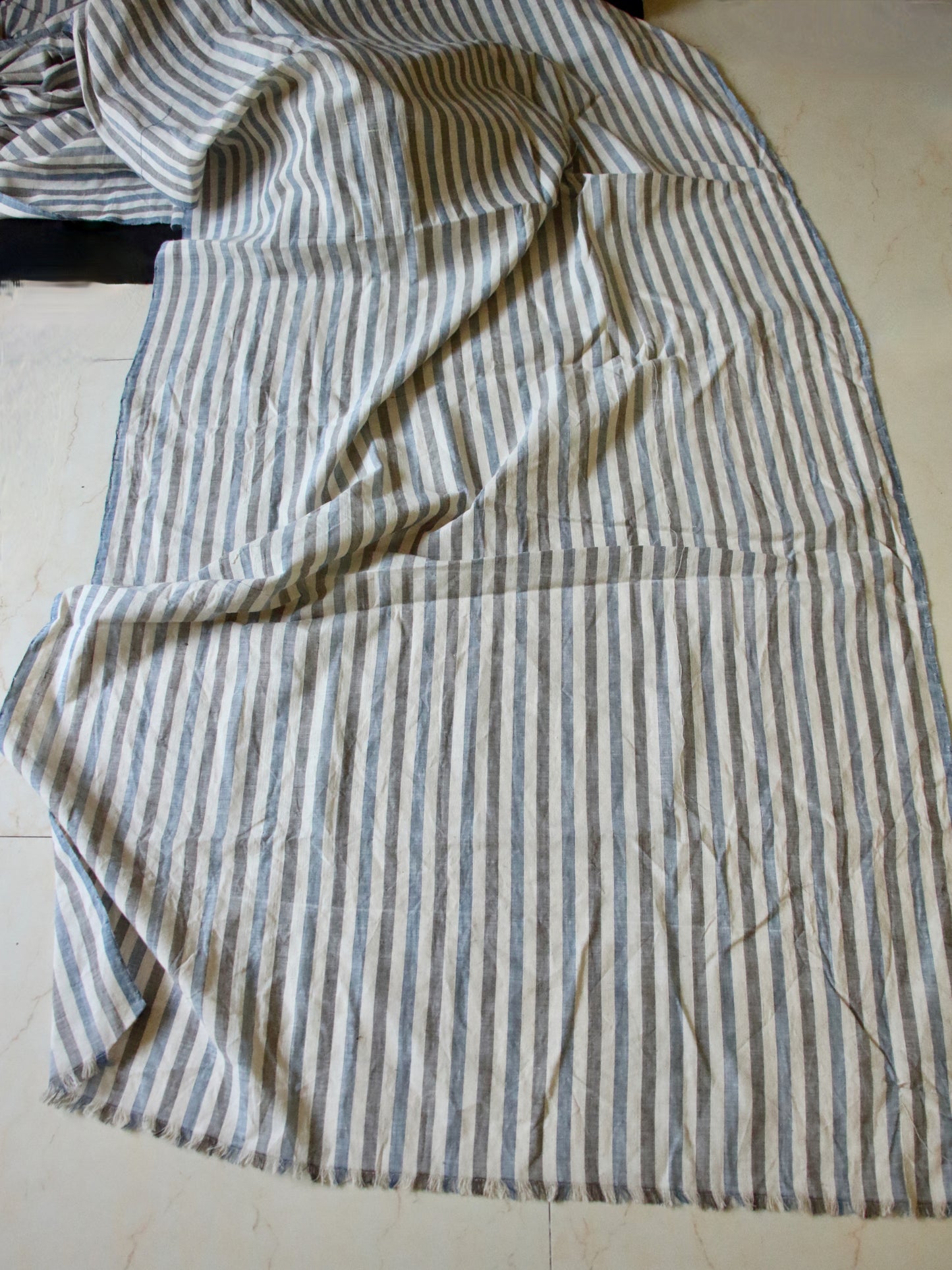 Hand Woven and Natural Dyed Stripe Cotton Yardage from Assam , India