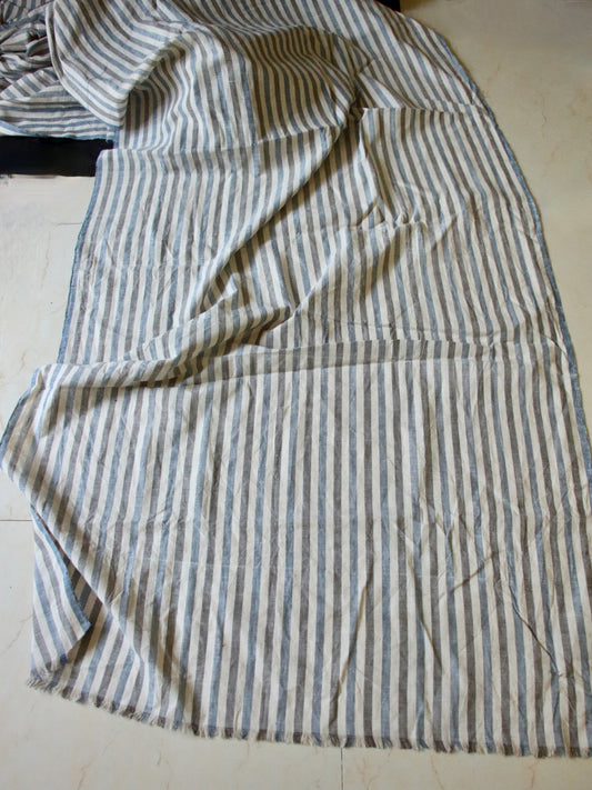 Hand Woven and Natural Dyed Stripe Cotton Yardage from Assam , India