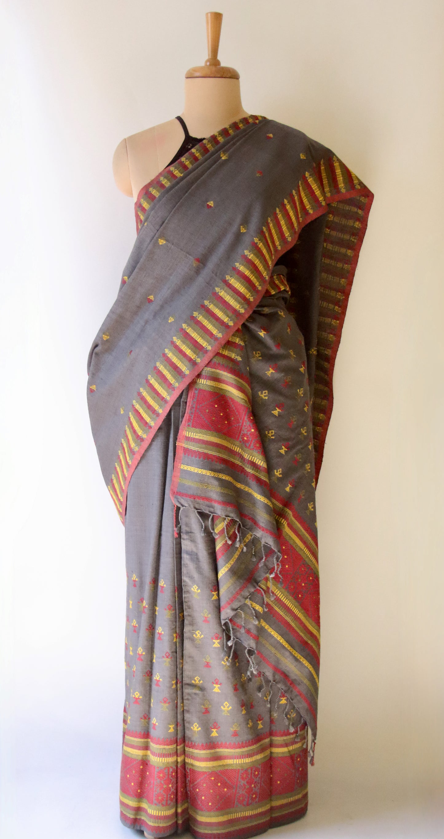Natural Dyed  Eri Silk Traditional Mekhela Chador Set from Assam