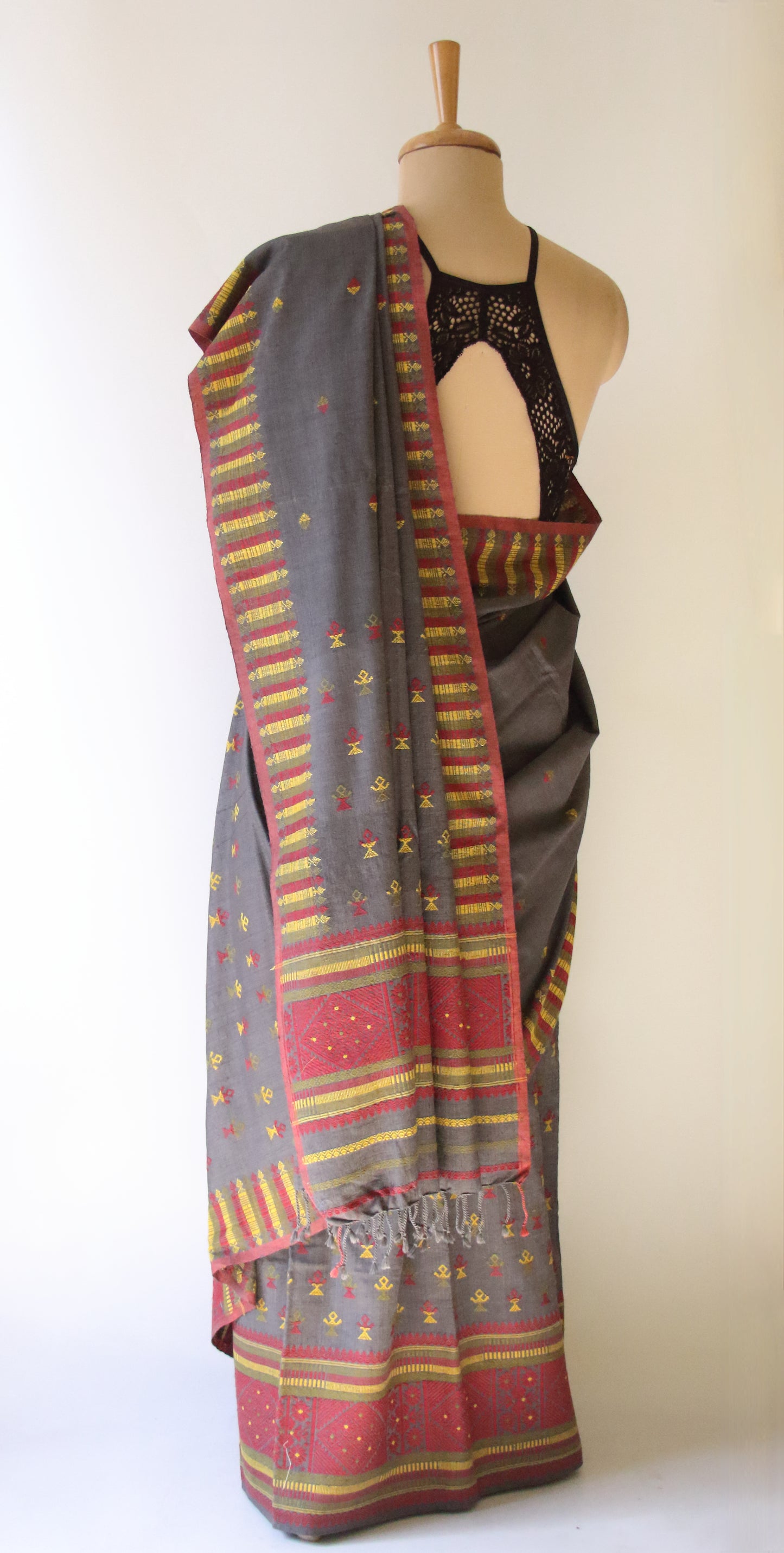 Natural Dyed  Eri Silk Traditional Mekhela Chador Set from Assam