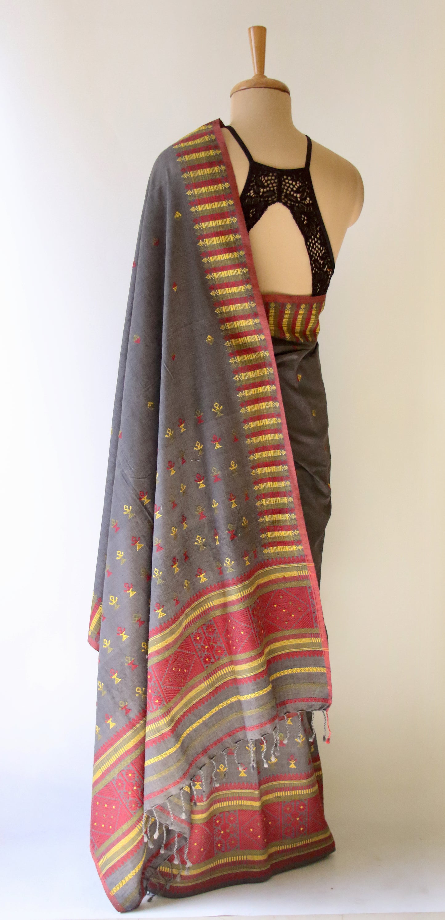 Natural Dyed  Eri Silk Traditional Mekhela Chador Set from Assam