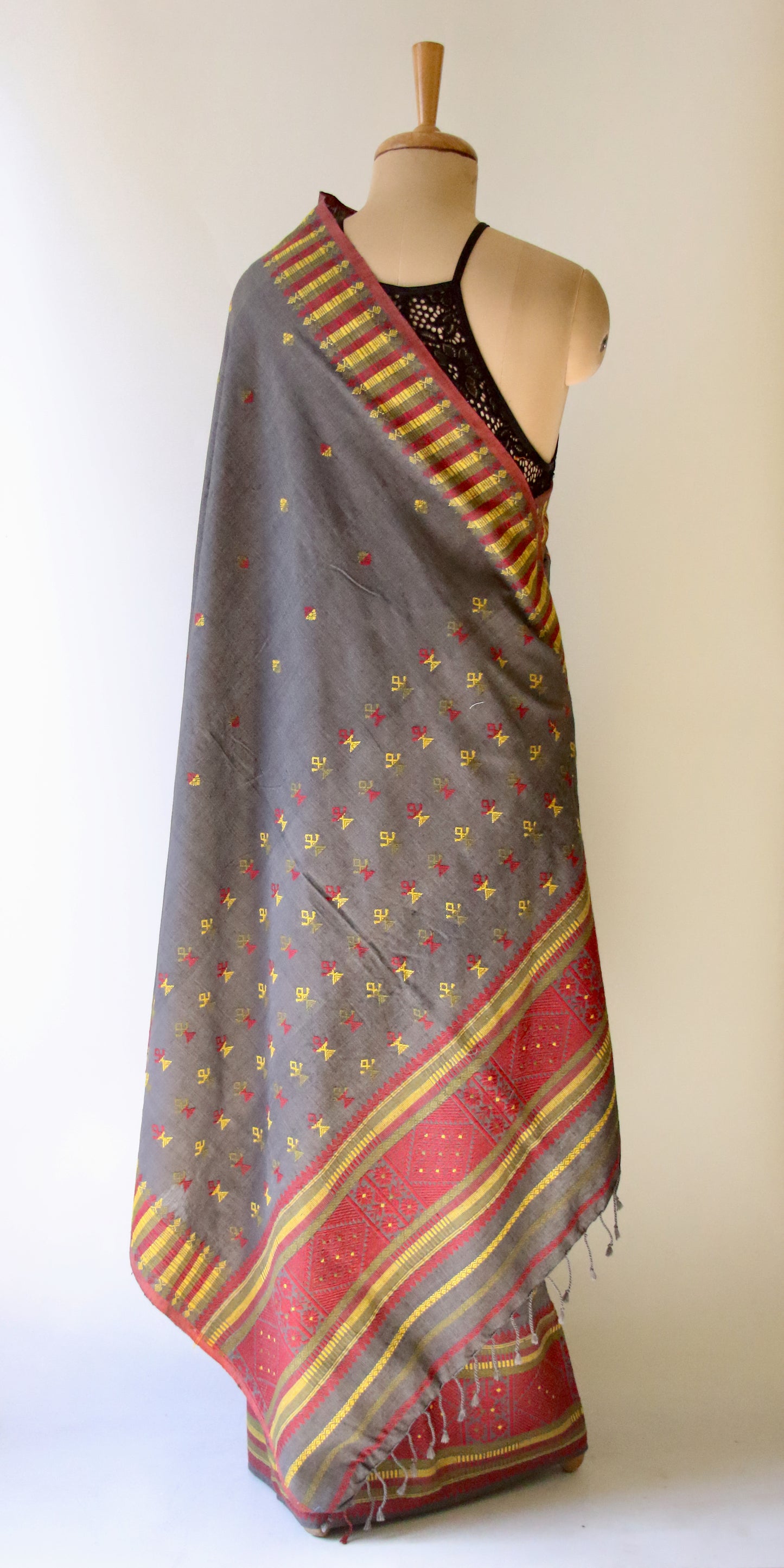 Natural Dyed  Eri Silk Traditional Mekhela Chador Set from Assam