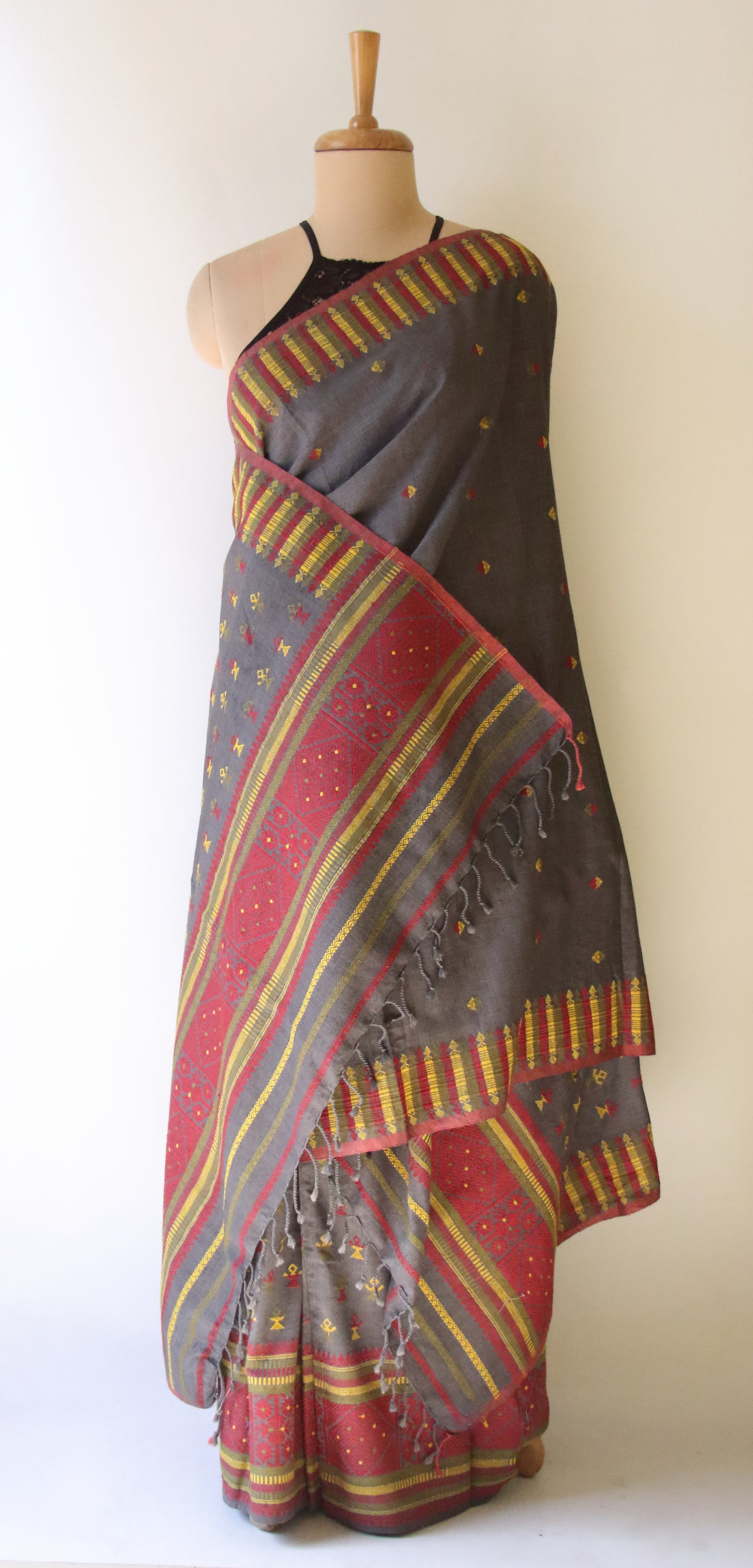 Natural Dyed  Eri Silk Traditional Mekhela Chador Set from Assam