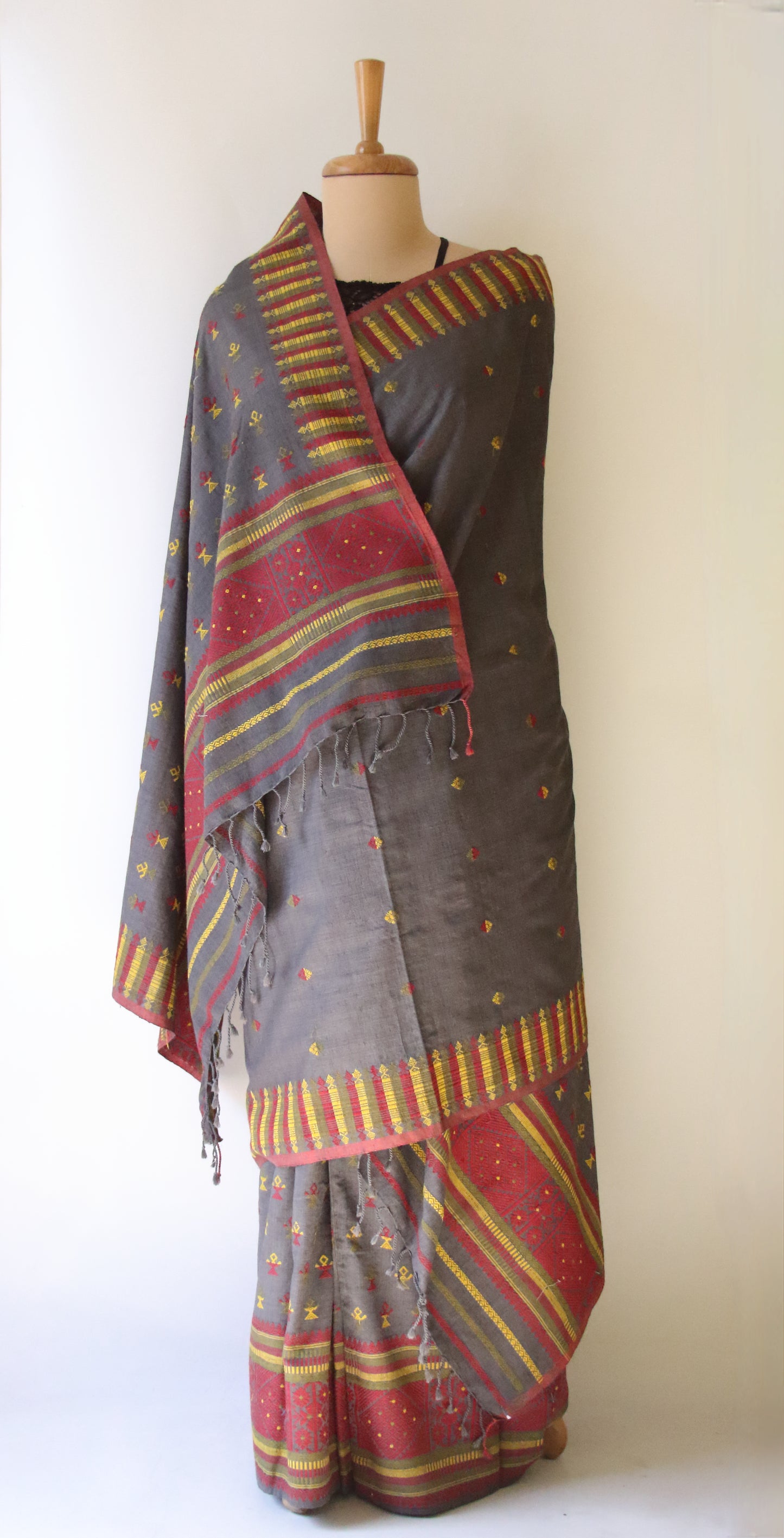 Natural Dyed  Eri Silk Traditional Mekhela Chador Set from Assam