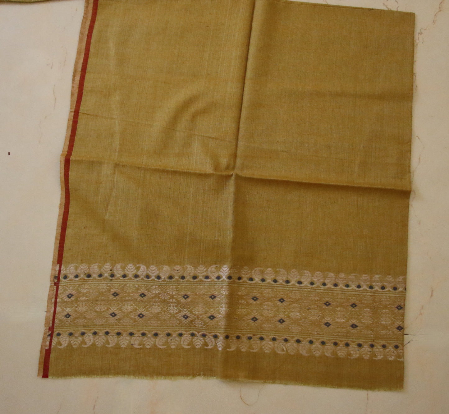 Olive Green Natural Dyed  Eri Silk Traditional Mekhela Chador Set