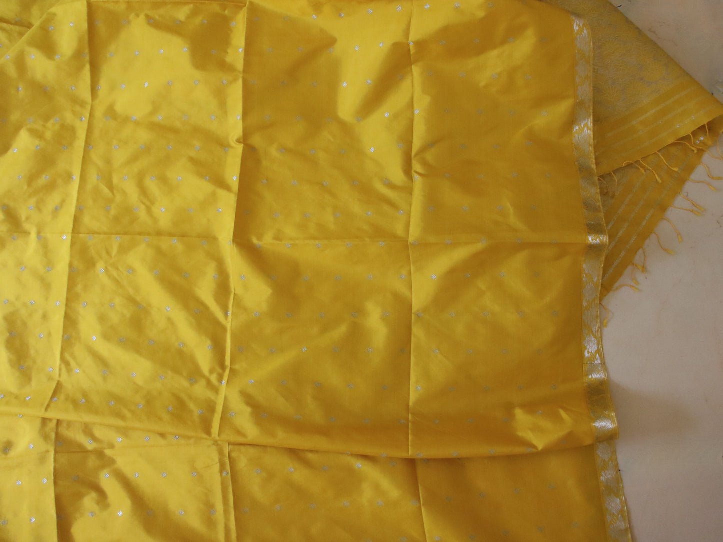 Lemon Yellow Mulberry Silk Traditional Mekhla Chador Set