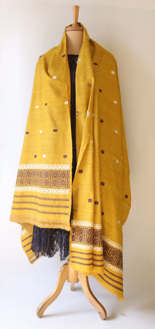 Handwoven Natural Dyed Cotton Eri Silk Shawl from Assam