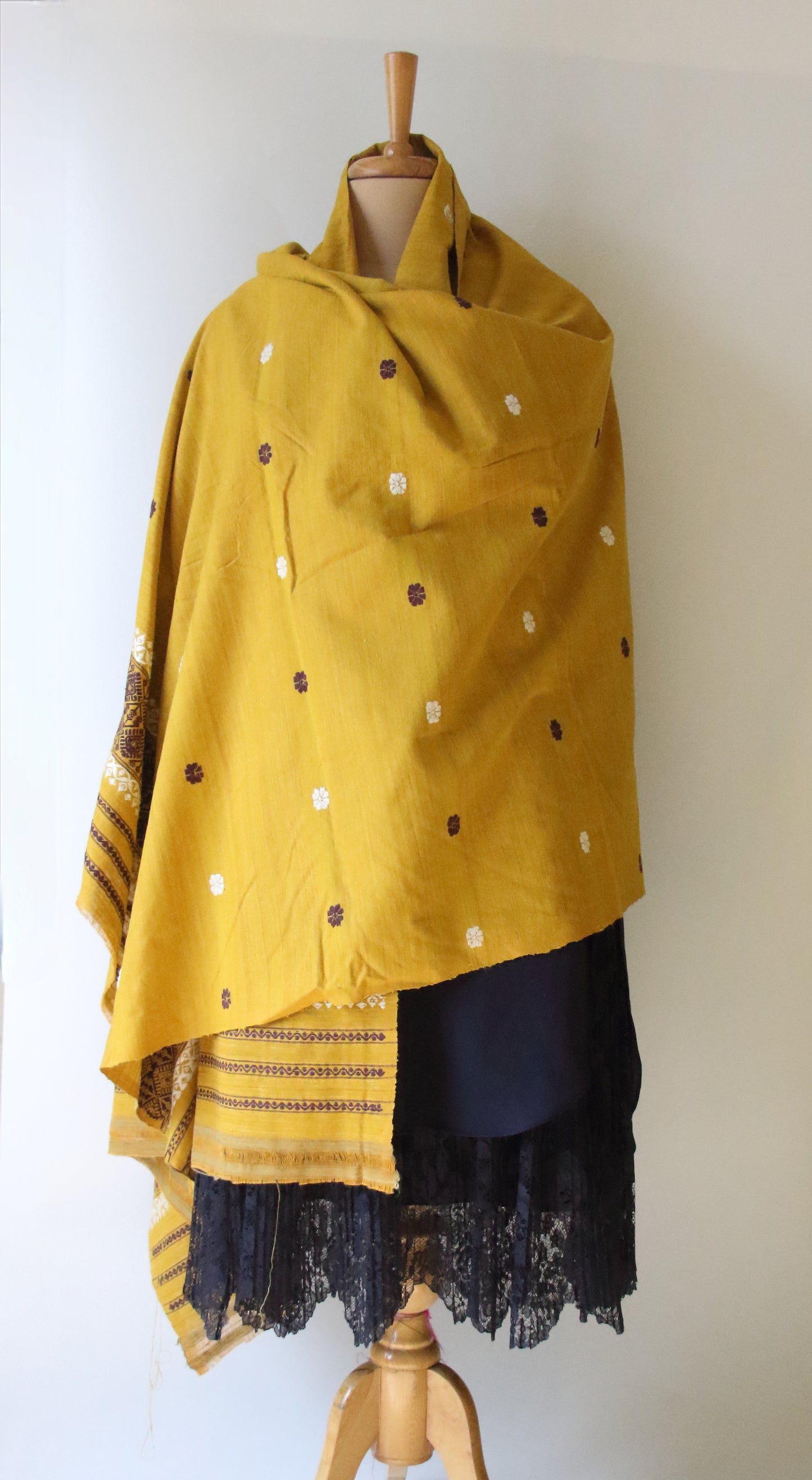 Handwoven Natural Dyed Cotton Eri Silk Shawl from Assam