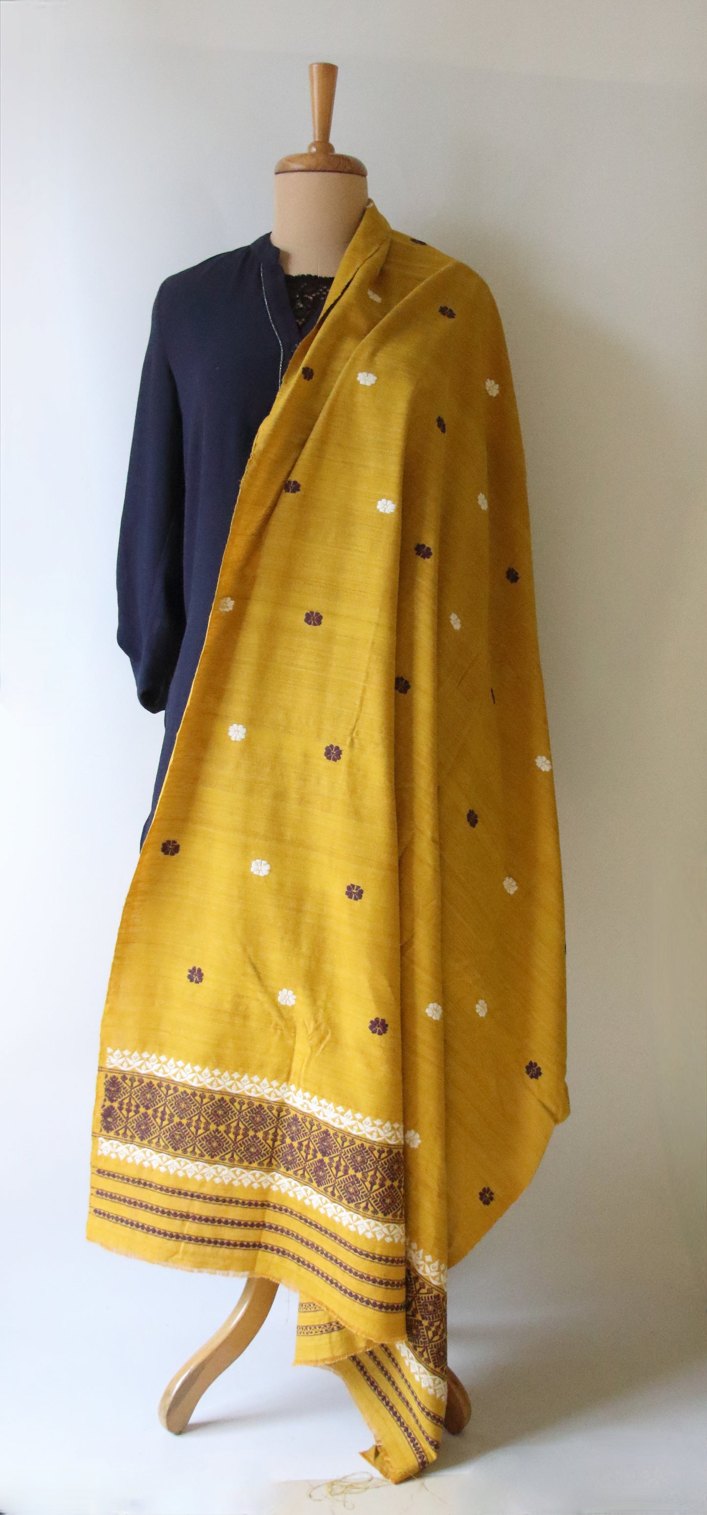 Handwoven Natural Dyed Cotton Eri Silk Shawl from Assam
