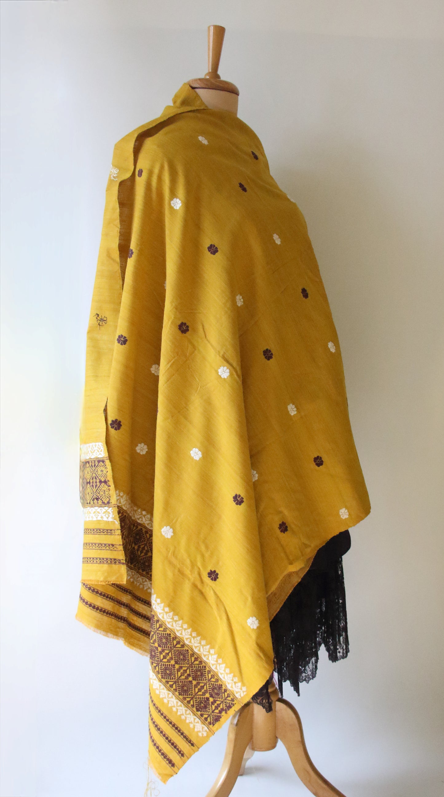Handwoven Natural Dyed Cotton Eri Silk Shawl from Assam