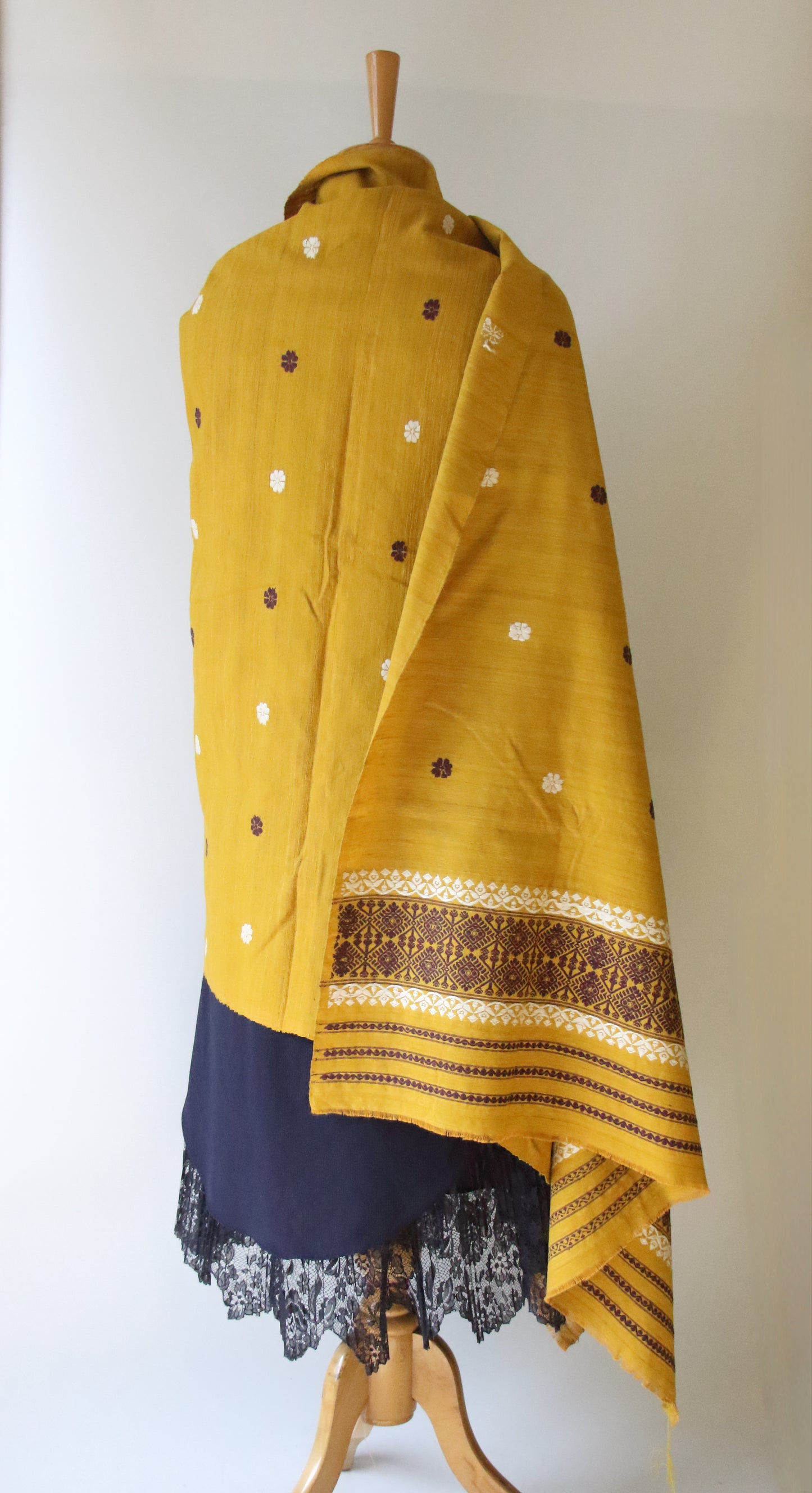 Handwoven Natural Dyed Cotton Eri Silk Shawl from Assam