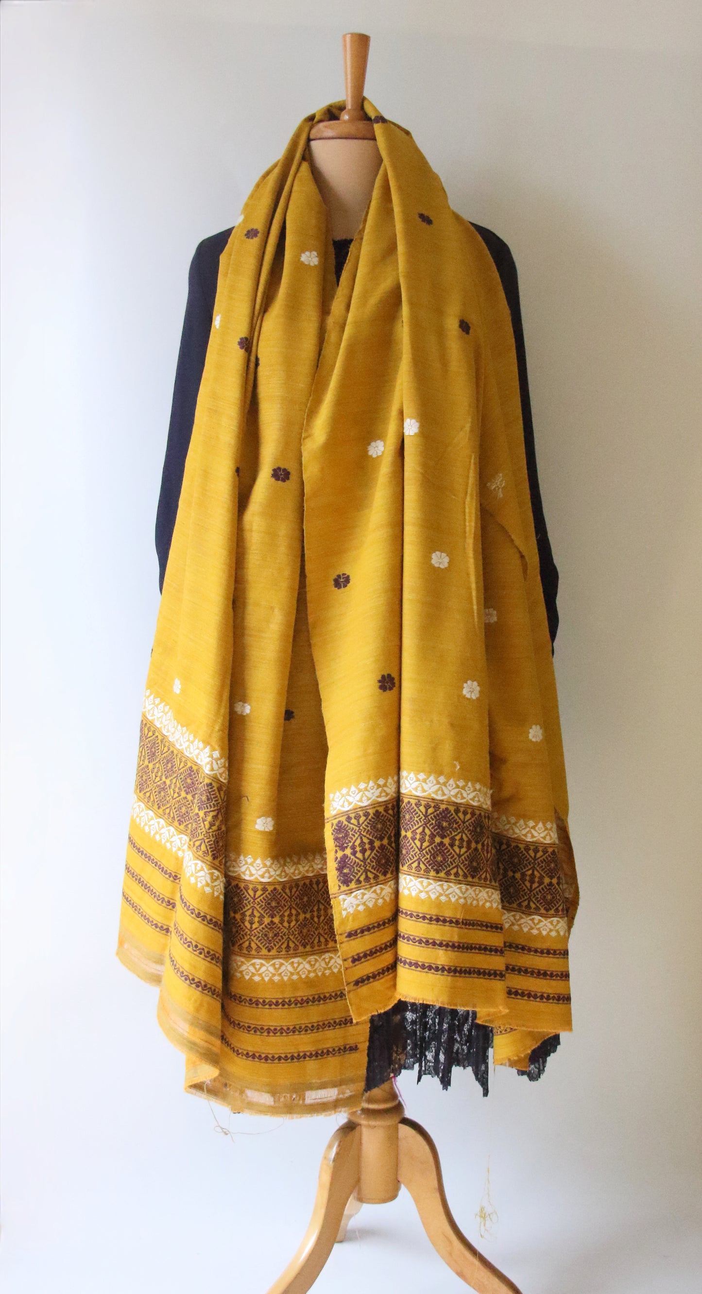 Handwoven Natural Dyed Cotton Eri Silk Shawl from Assam