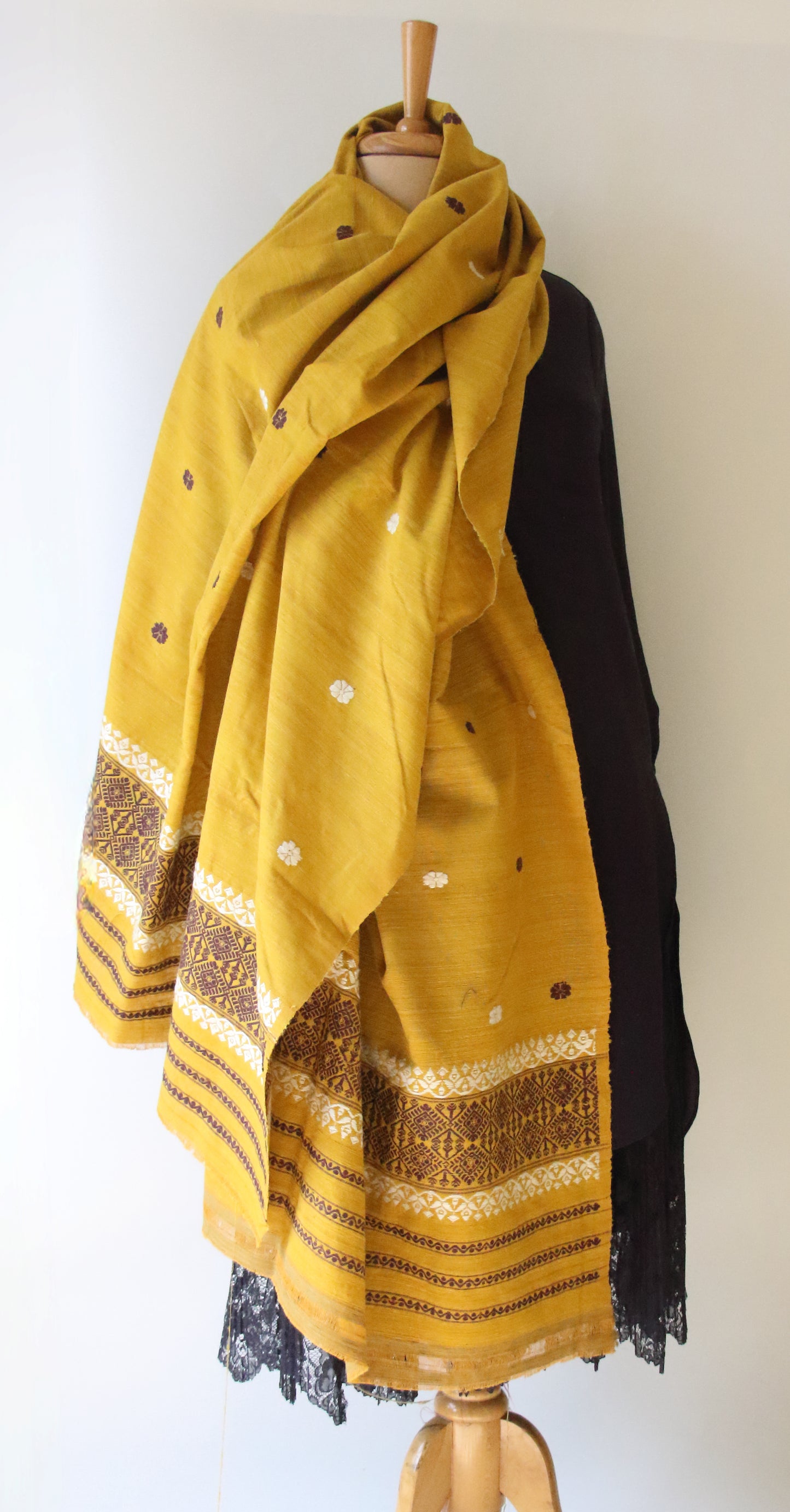Handwoven Natural Dyed Cotton Eri Silk Shawl from Assam