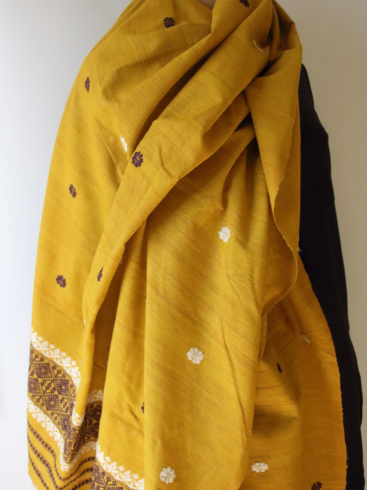 Handwoven Natural Dyed Cotton Eri Silk Shawl from Assam