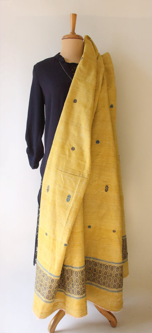 Handwoven Natural Dyed  Extra Large Eri Silk Shawl from Assam