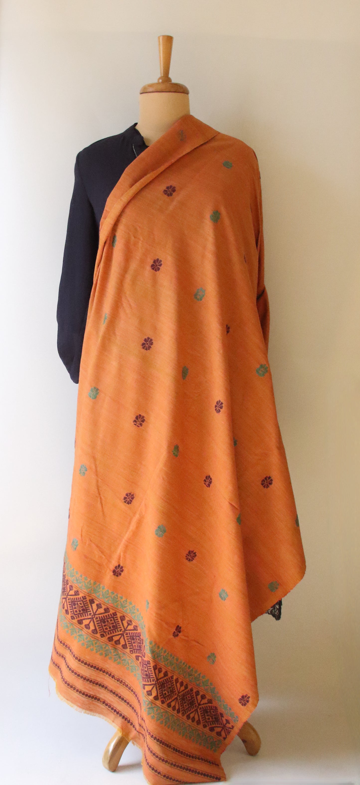 Handwoven Natural Dyed Cotton Eri Silk Shawl from Assam