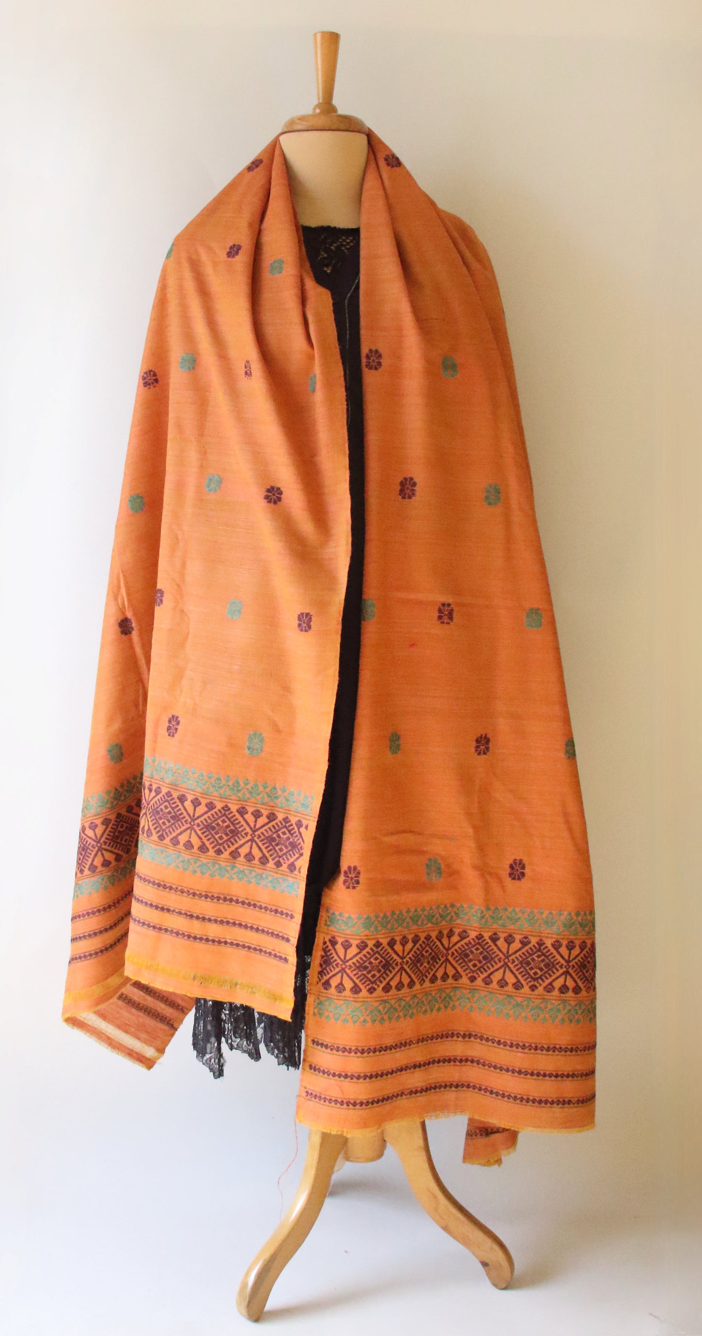 Handwoven Natural Dyed Cotton Eri Silk Shawl from Assam
