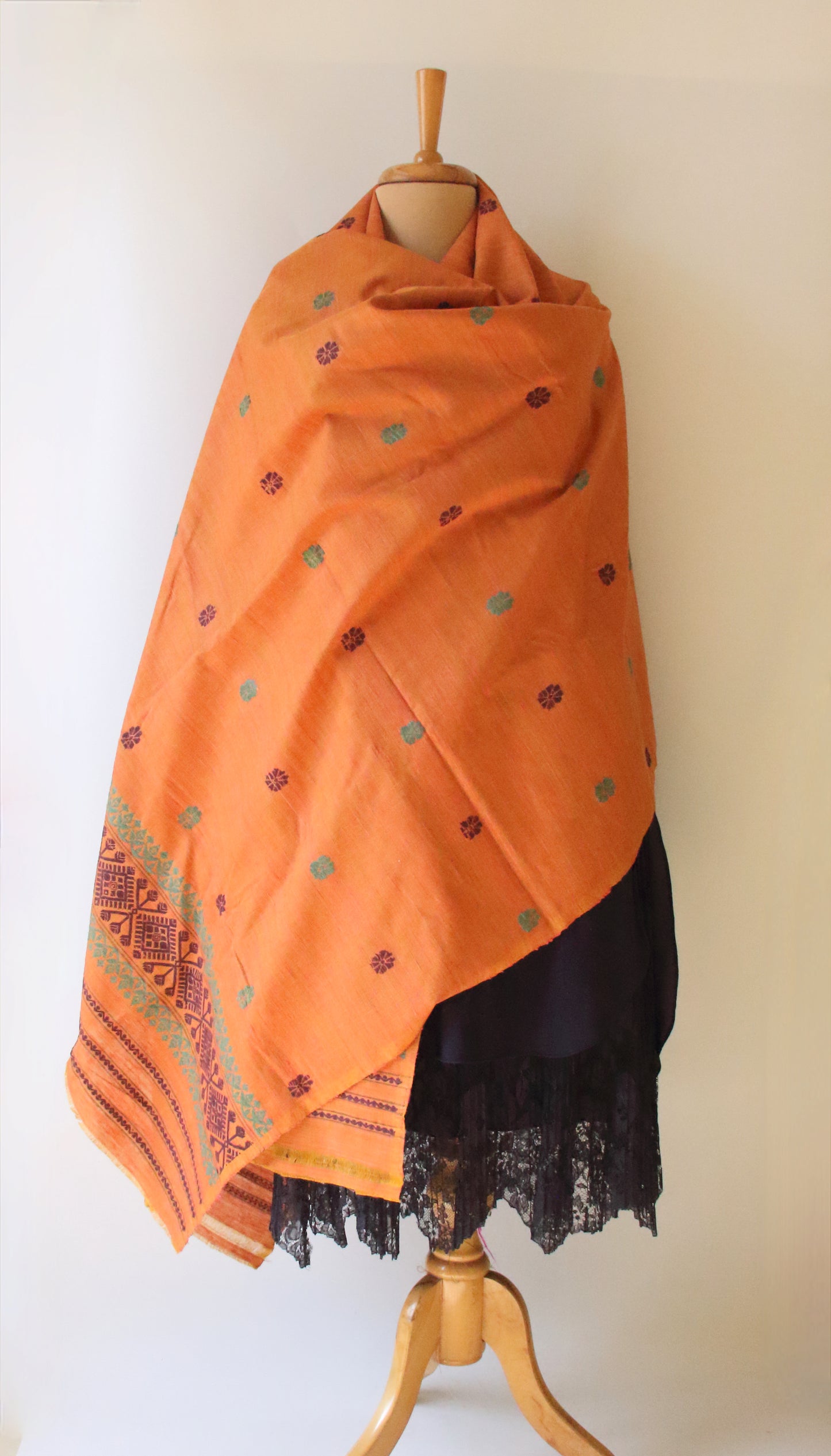 Handwoven Natural Dyed Cotton Eri Silk Shawl from Assam