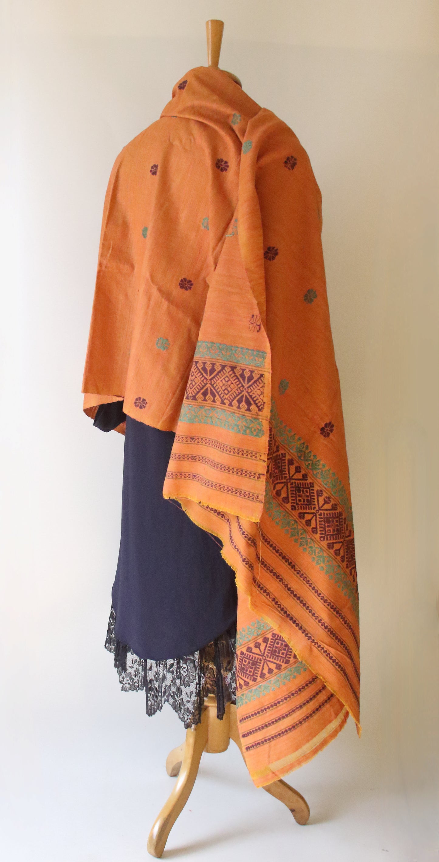 Handwoven Natural Dyed Cotton Eri Silk Shawl from Assam