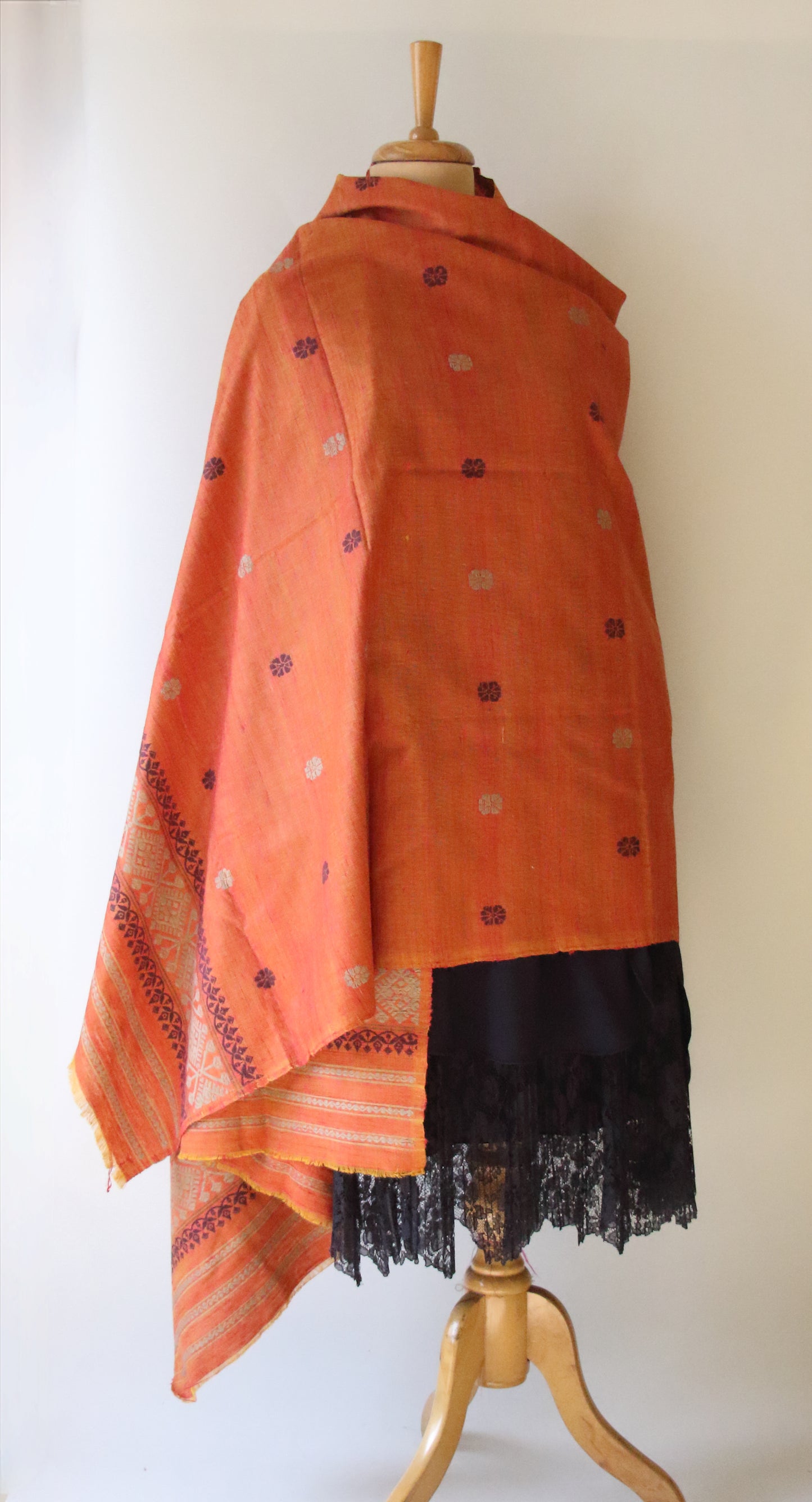 Handwoven Natural Dyed Cotton Eri Silk Shawl from Assam