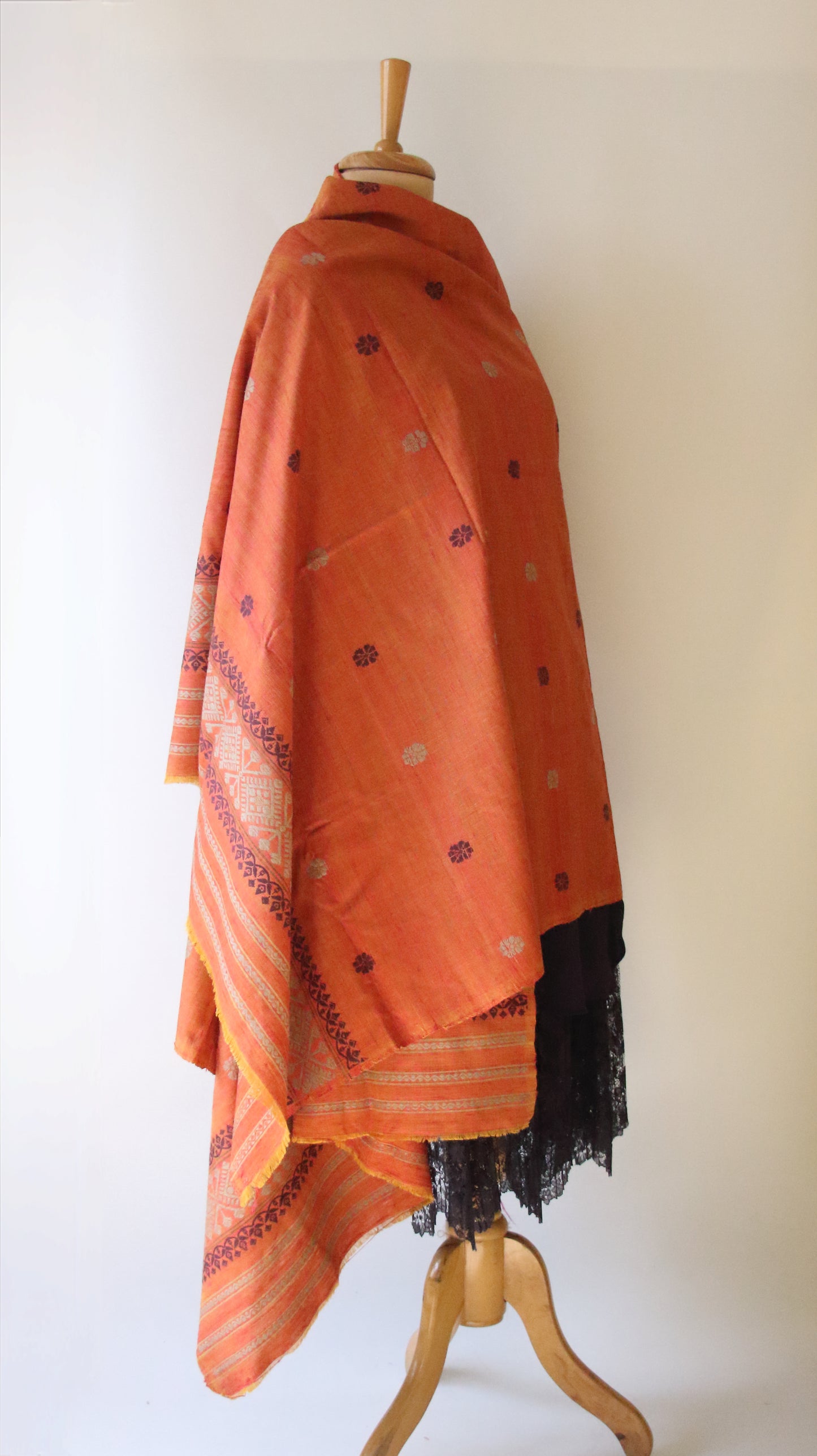 Handwoven Natural Dyed Cotton Eri Silk Shawl from Assam