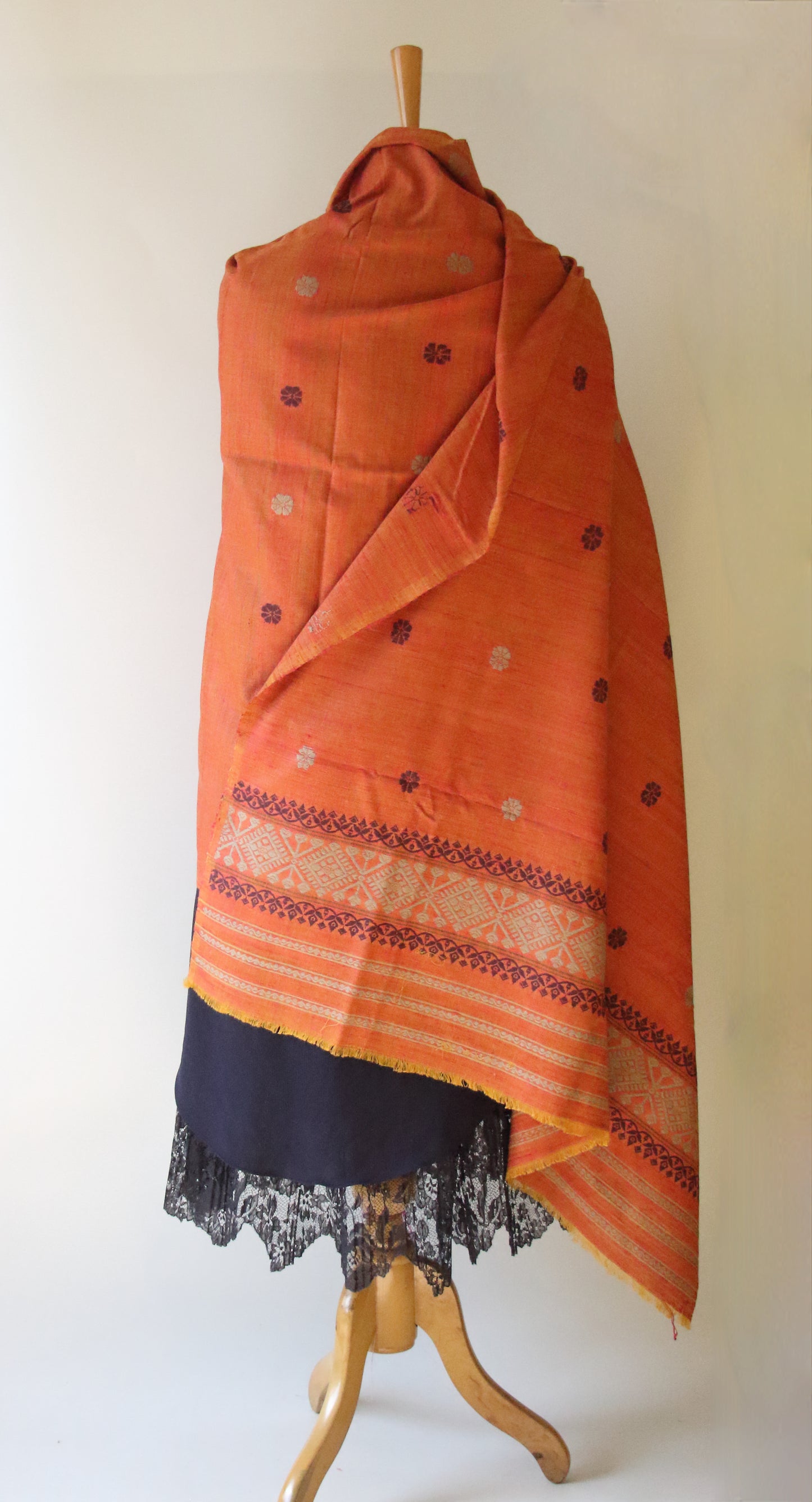 Handwoven Natural Dyed Cotton Eri Silk Shawl from Assam