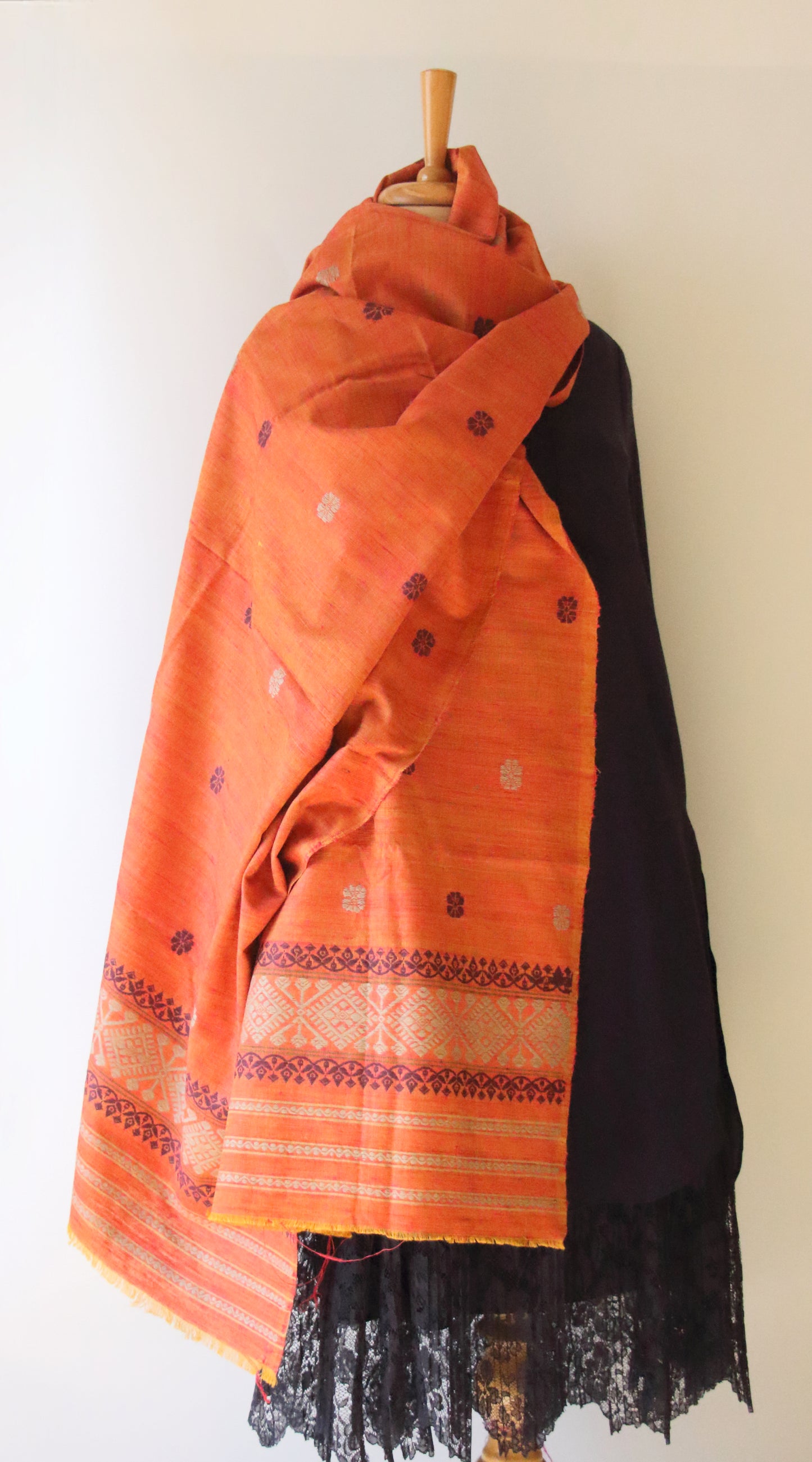 Handwoven Natural Dyed Cotton Eri Silk Shawl from Assam
