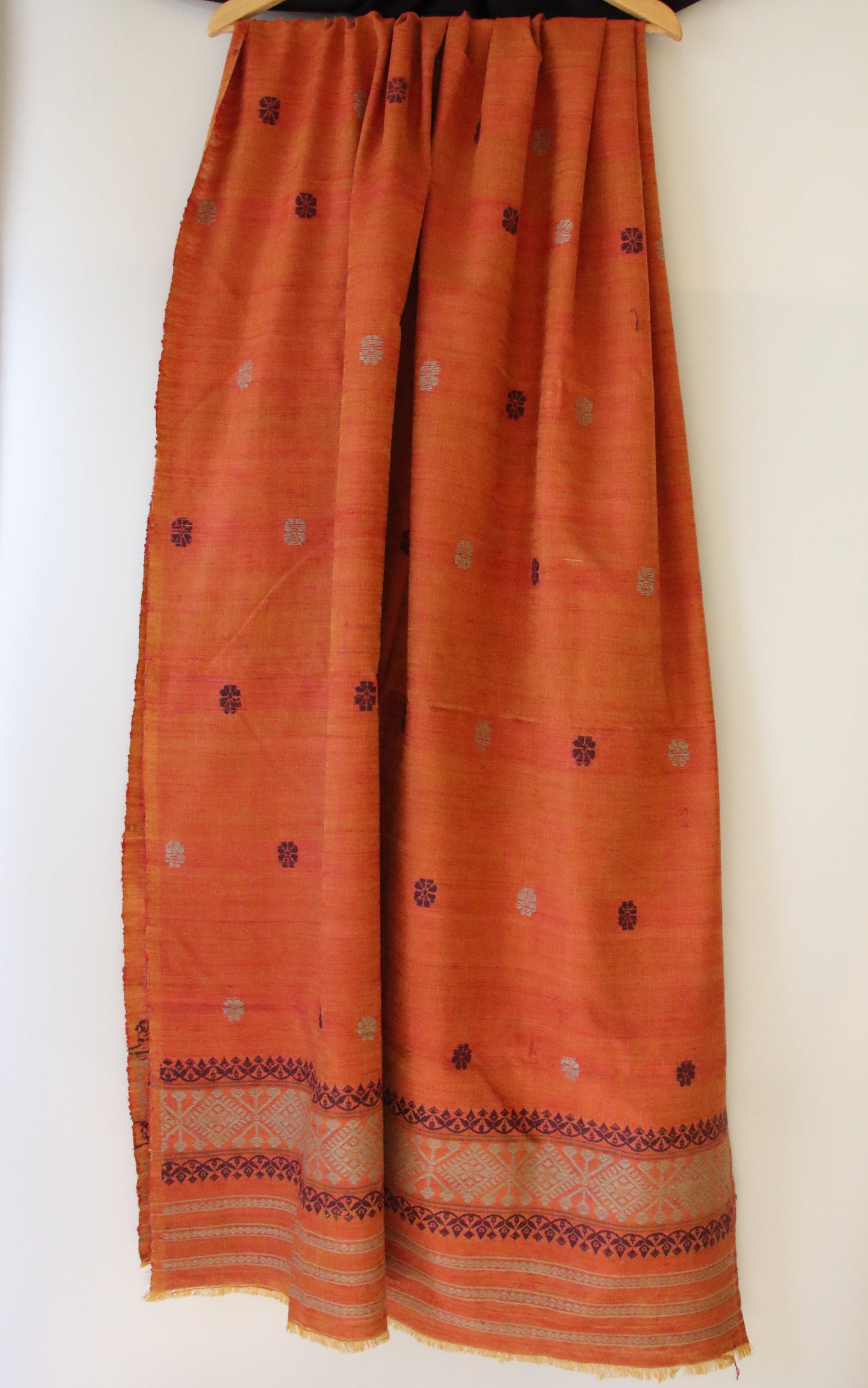 Handwoven Natural Dyed Cotton Eri Silk Shawl from Assam