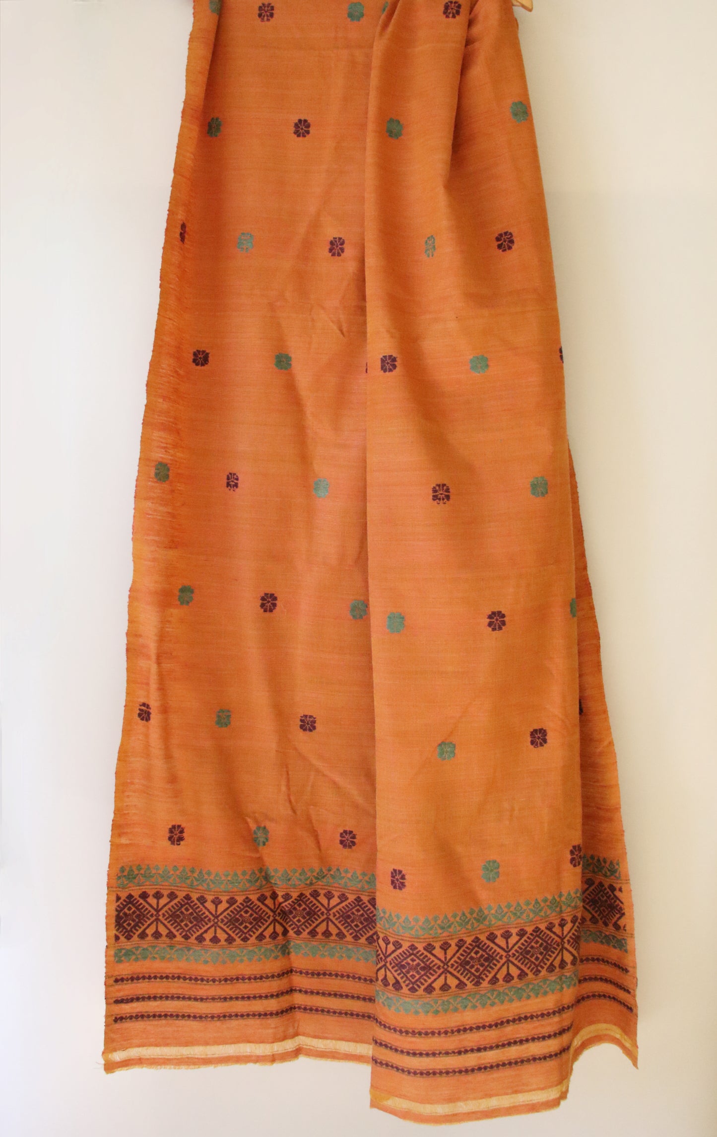 Handwoven Natural Dyed Cotton Eri Silk Shawl from Assam