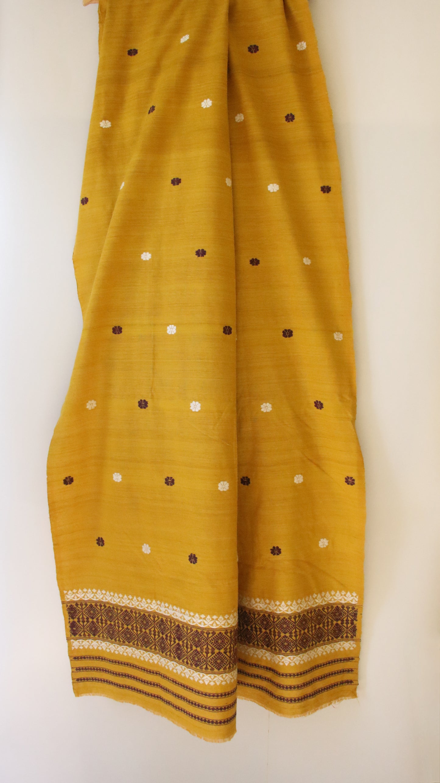 Handwoven Natural Dyed Cotton Eri Silk Shawl from Assam