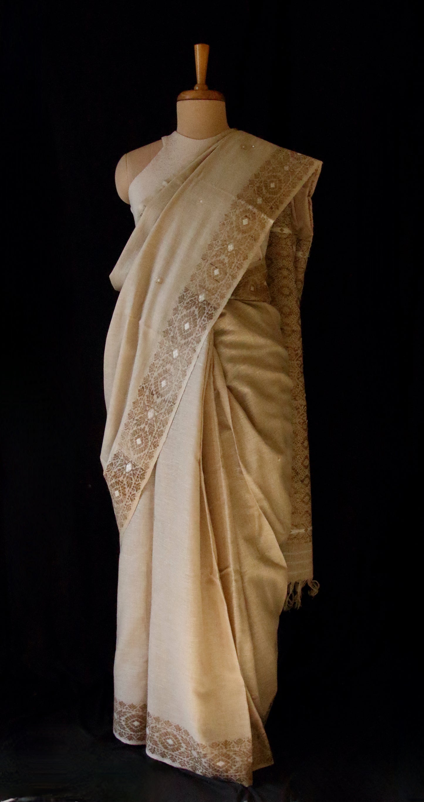 Eri Silk Saree in Natural Brown colour from Assam