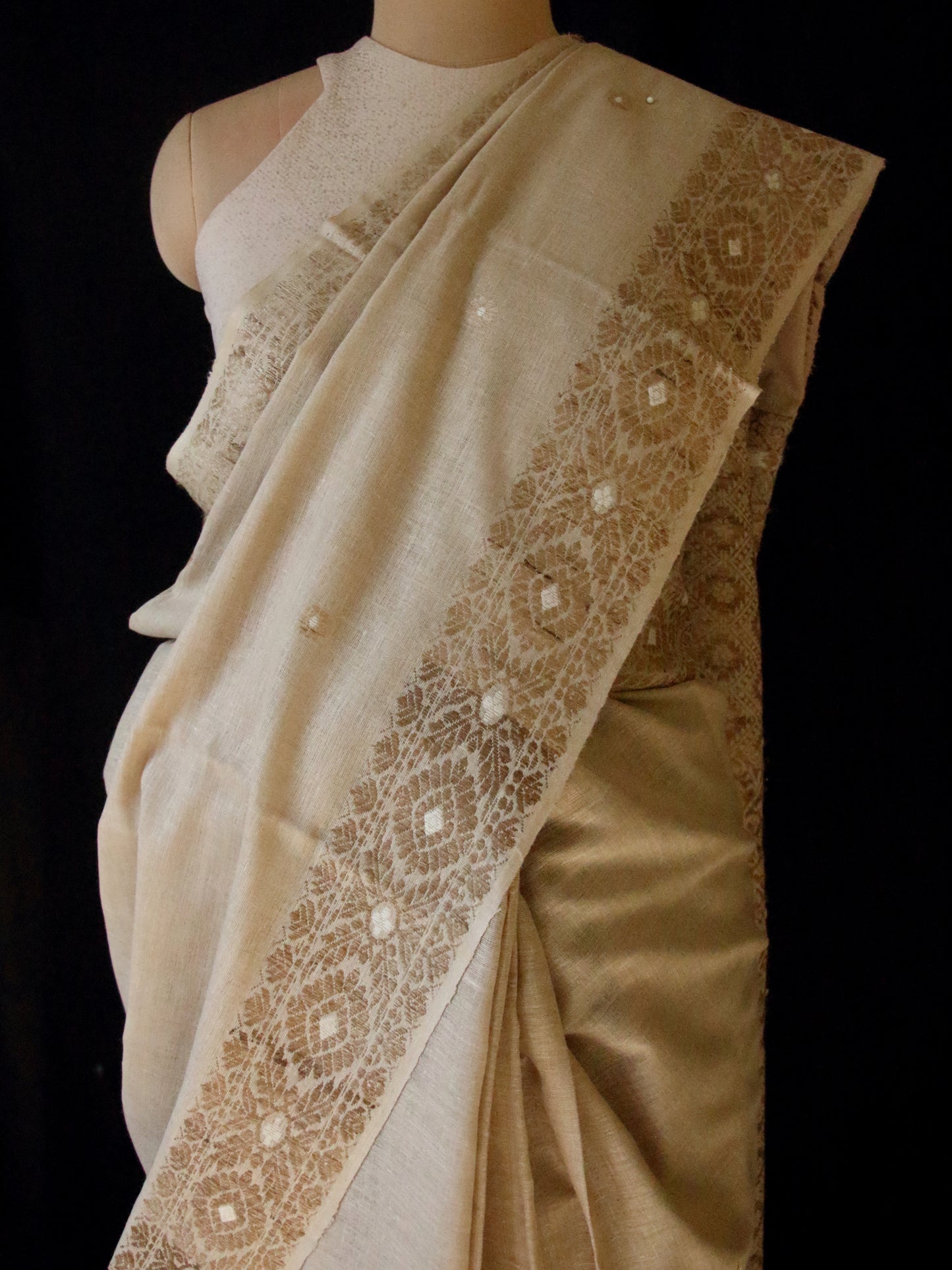Eri Silk Saree in Natural Brown colour from Assam