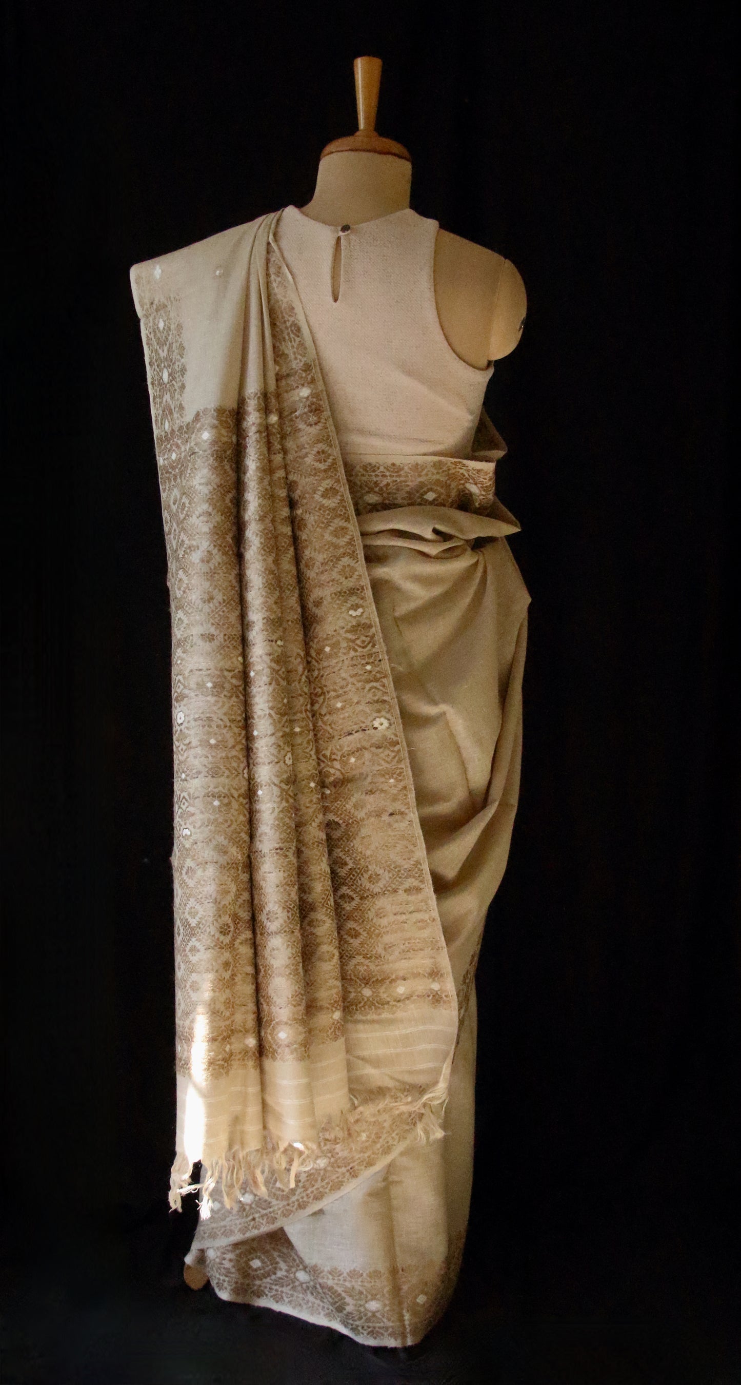 Eri Silk Saree in Natural Brown colour from Assam