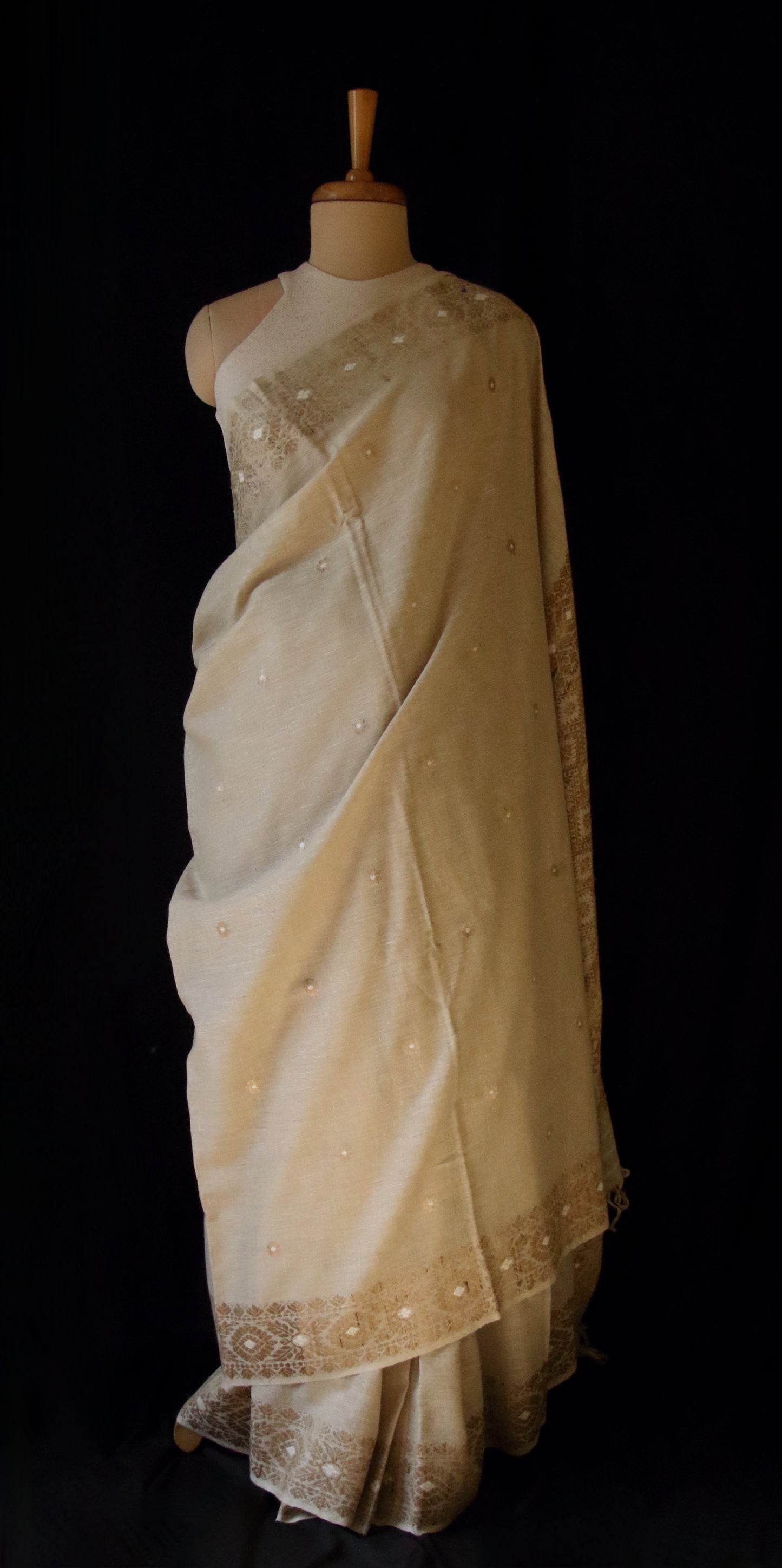 Eri Silk Saree in Natural Brown colour from Assam