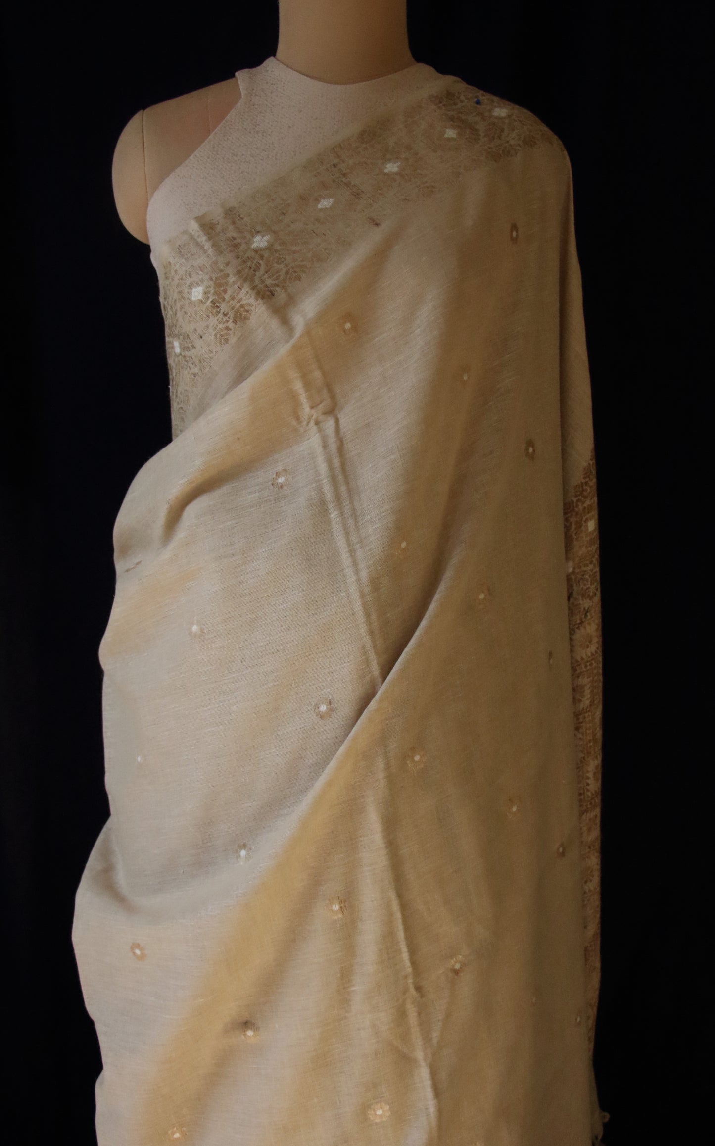 Eri Silk Saree in Natural Brown colour from Assam