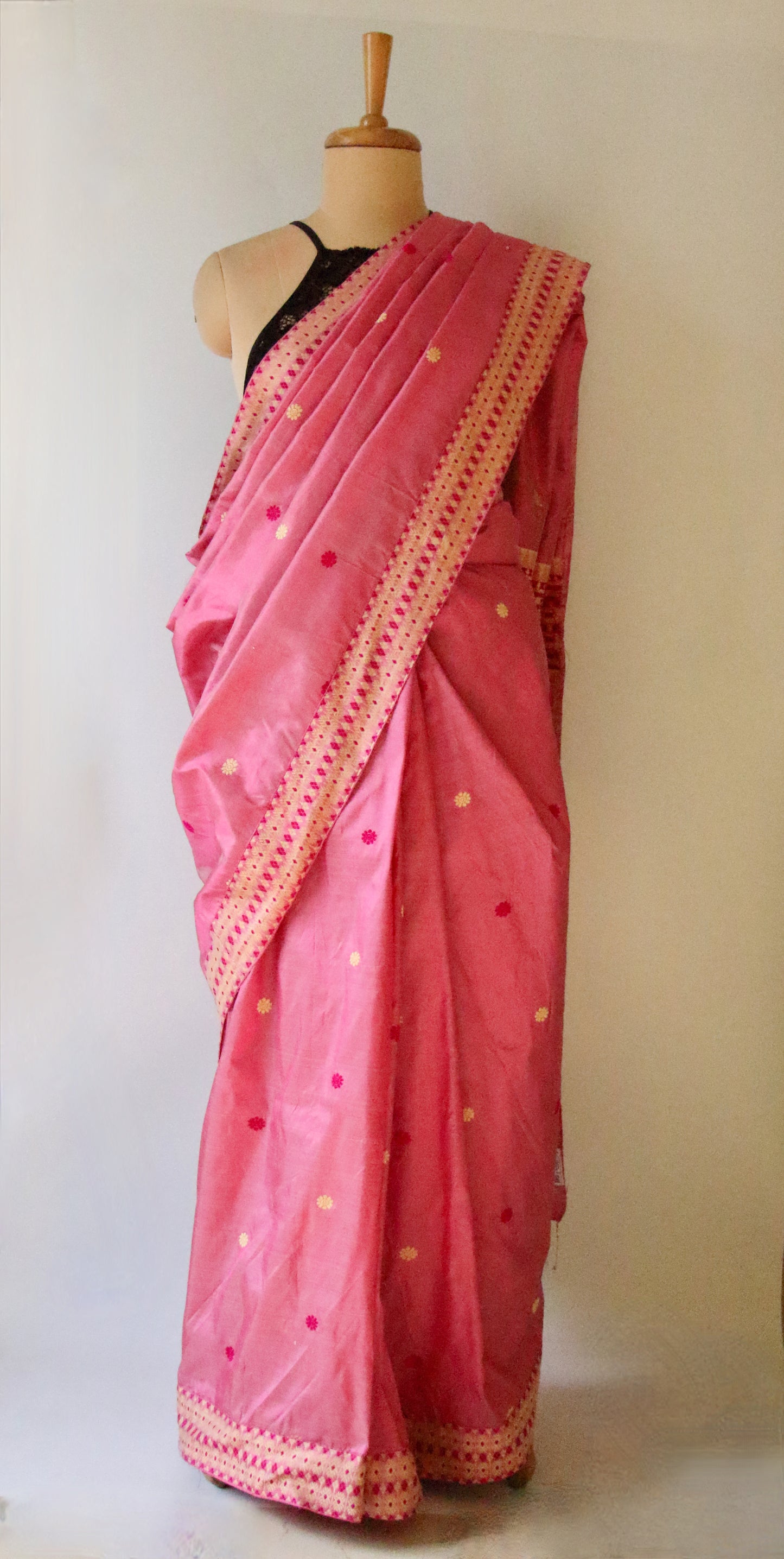 Blush Pink Handloom Silk Saree from Assam