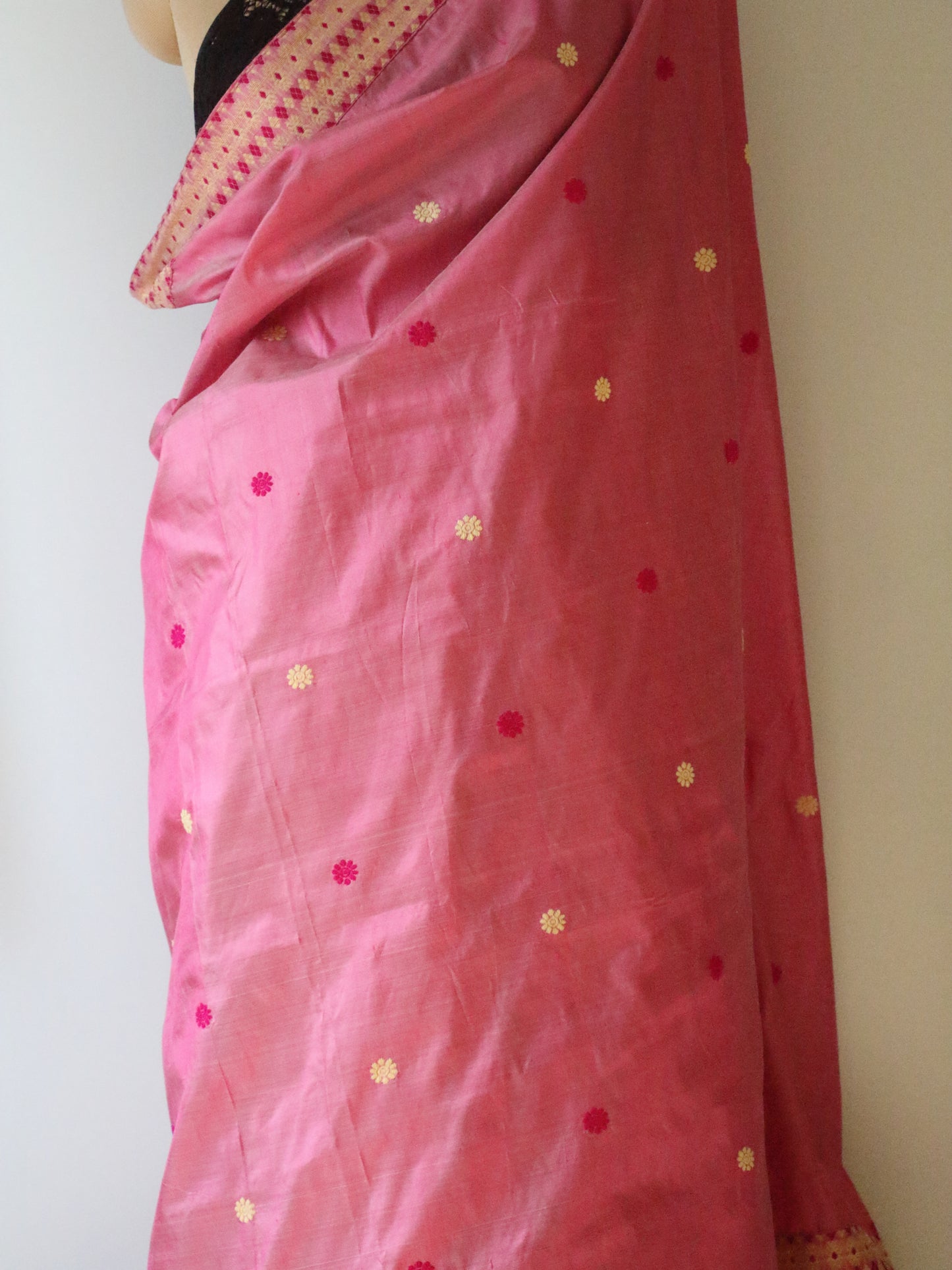 Blush Pink Handloom Silk Saree from Assam