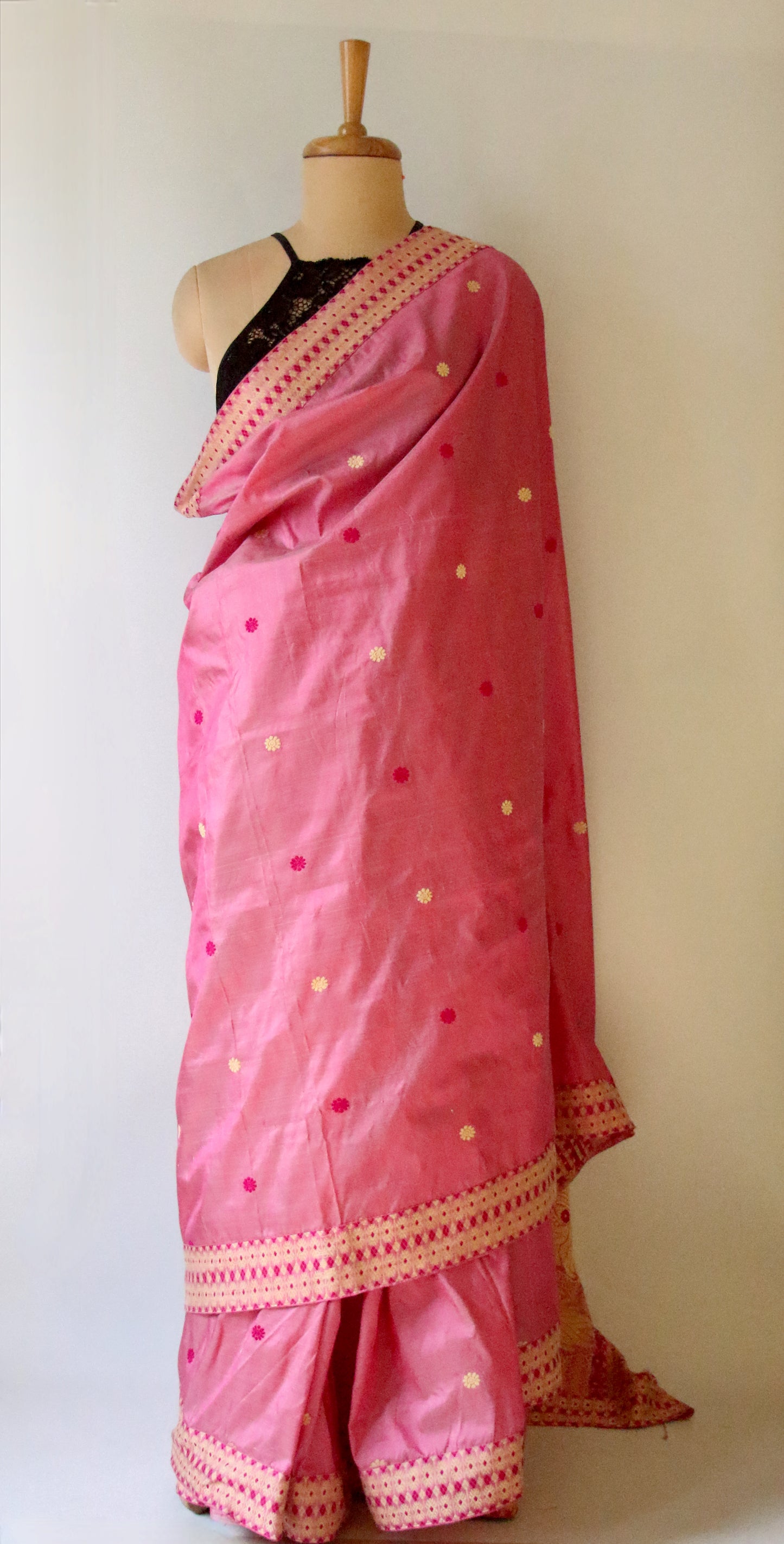 Blush Pink Handloom Silk Saree from Assam
