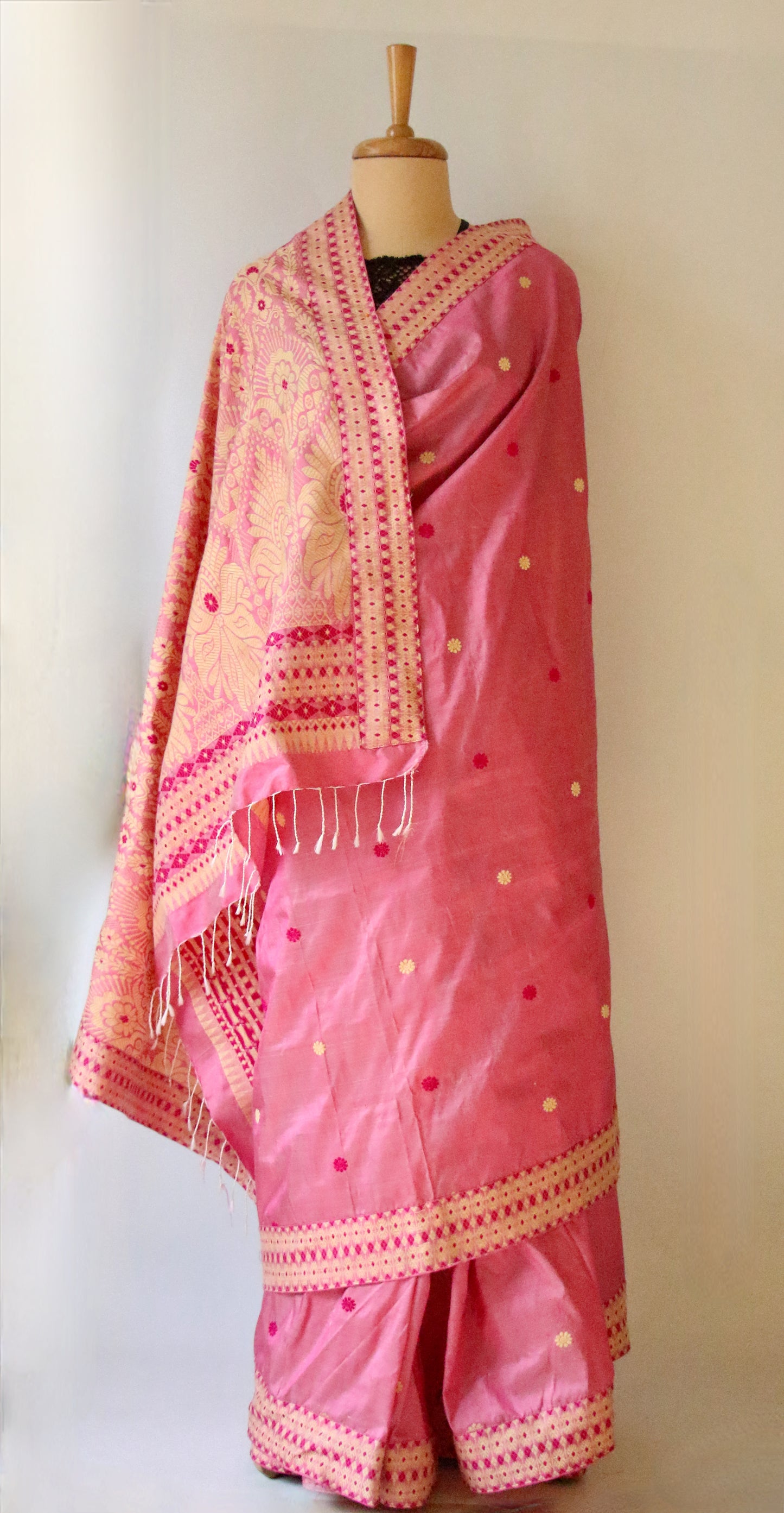 Blush Pink Handloom Silk Saree from Assam