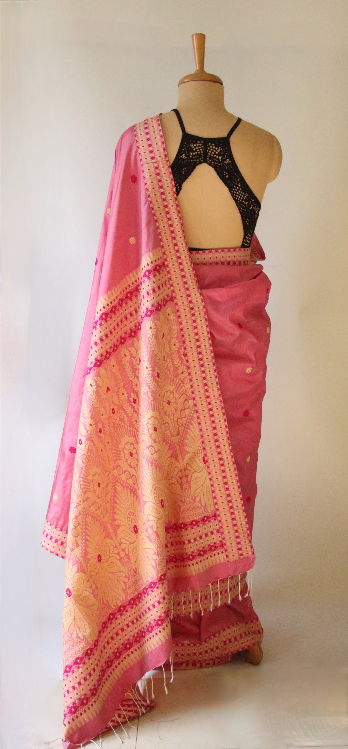 Blush Pink Handloom Silk Saree from Assam