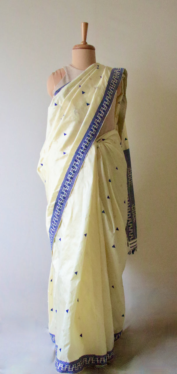 Soft Lemon Colour Handloom Mulberry Silk Saree from Assam