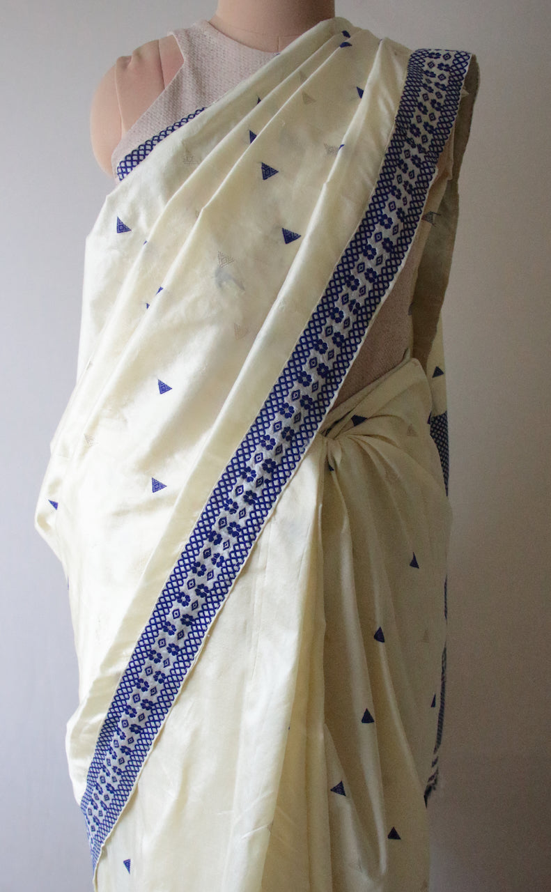 Soft Lemon Colour Handloom Mulberry Silk Saree from Assam