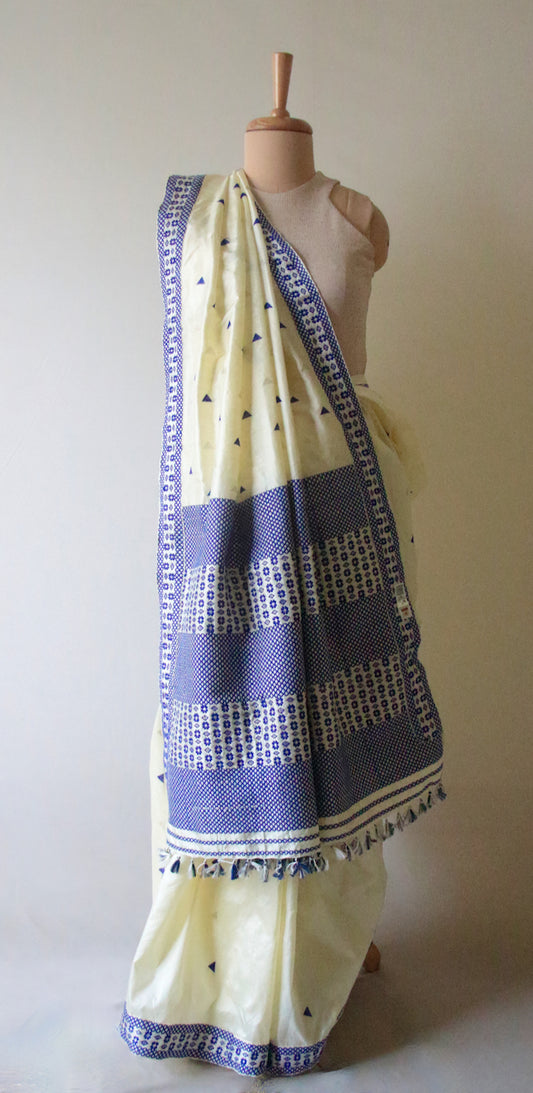 Soft Lemon Colour Handloom Mulberry Silk Saree from Assam