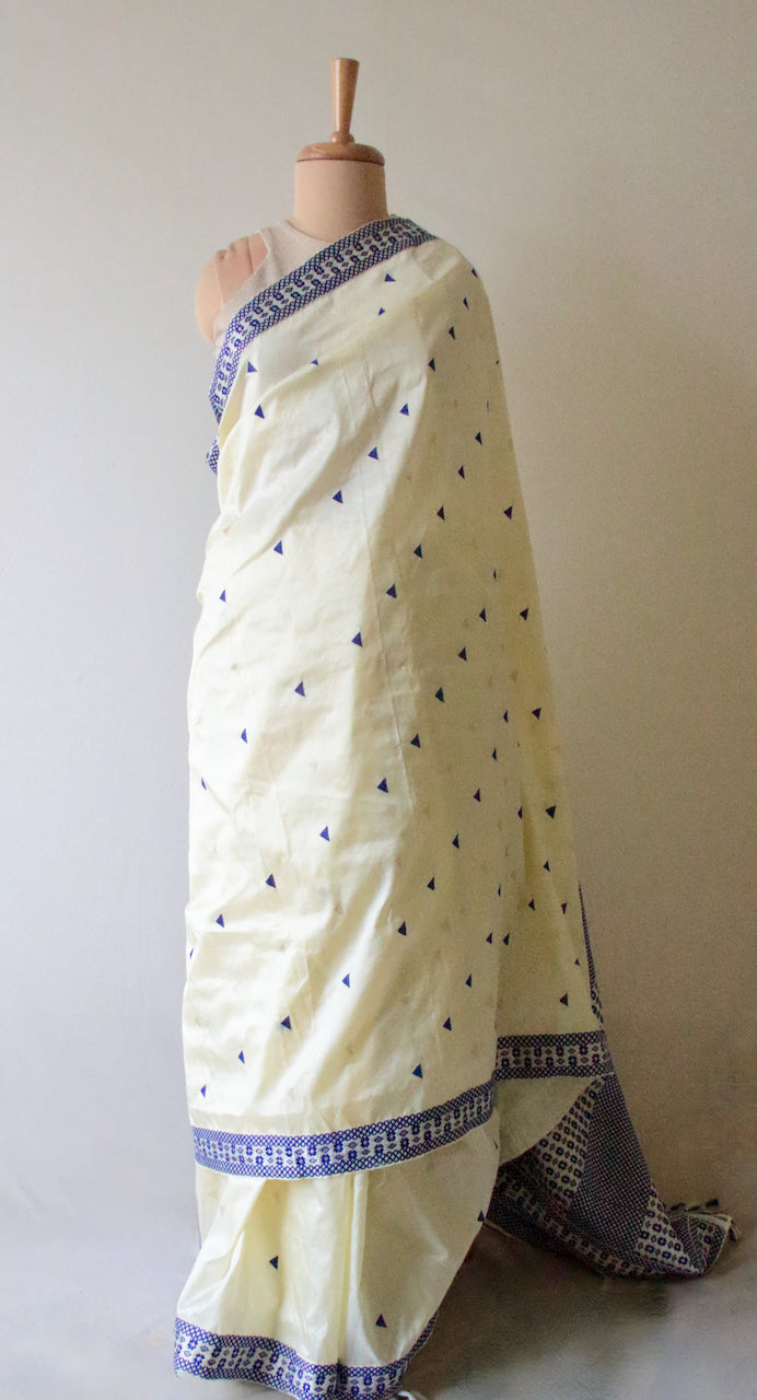 Soft Lemon Colour Handloom Mulberry Silk Saree from Assam