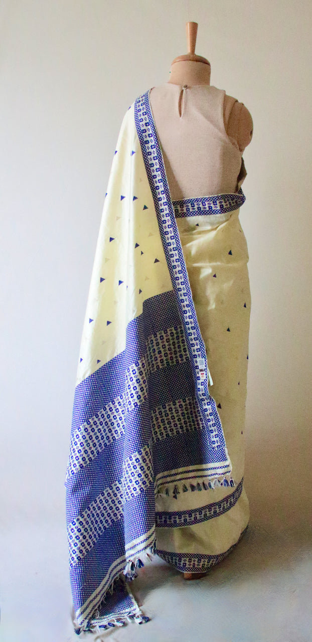 Soft Lemon Colour Handloom Mulberry Silk Saree from Assam