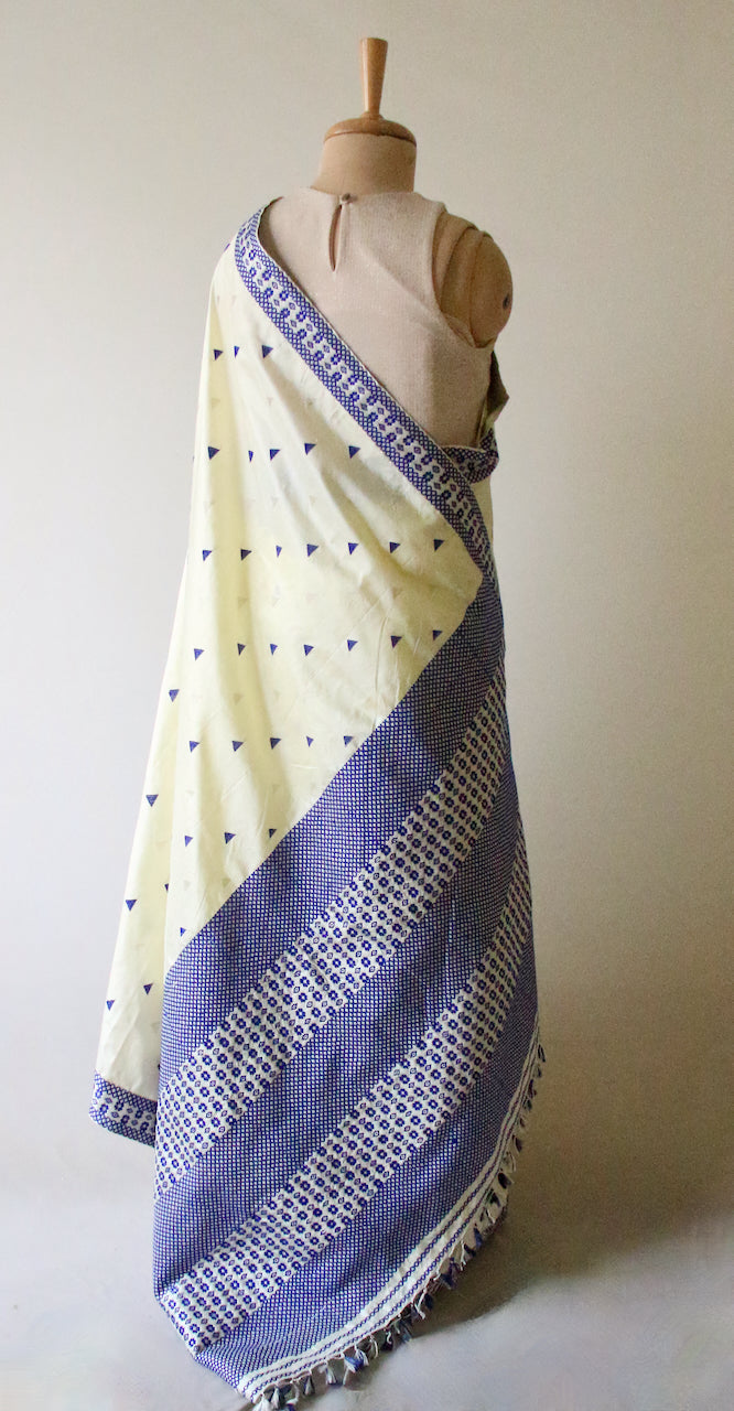 Soft Lemon Colour Handloom Mulberry Silk Saree from Assam