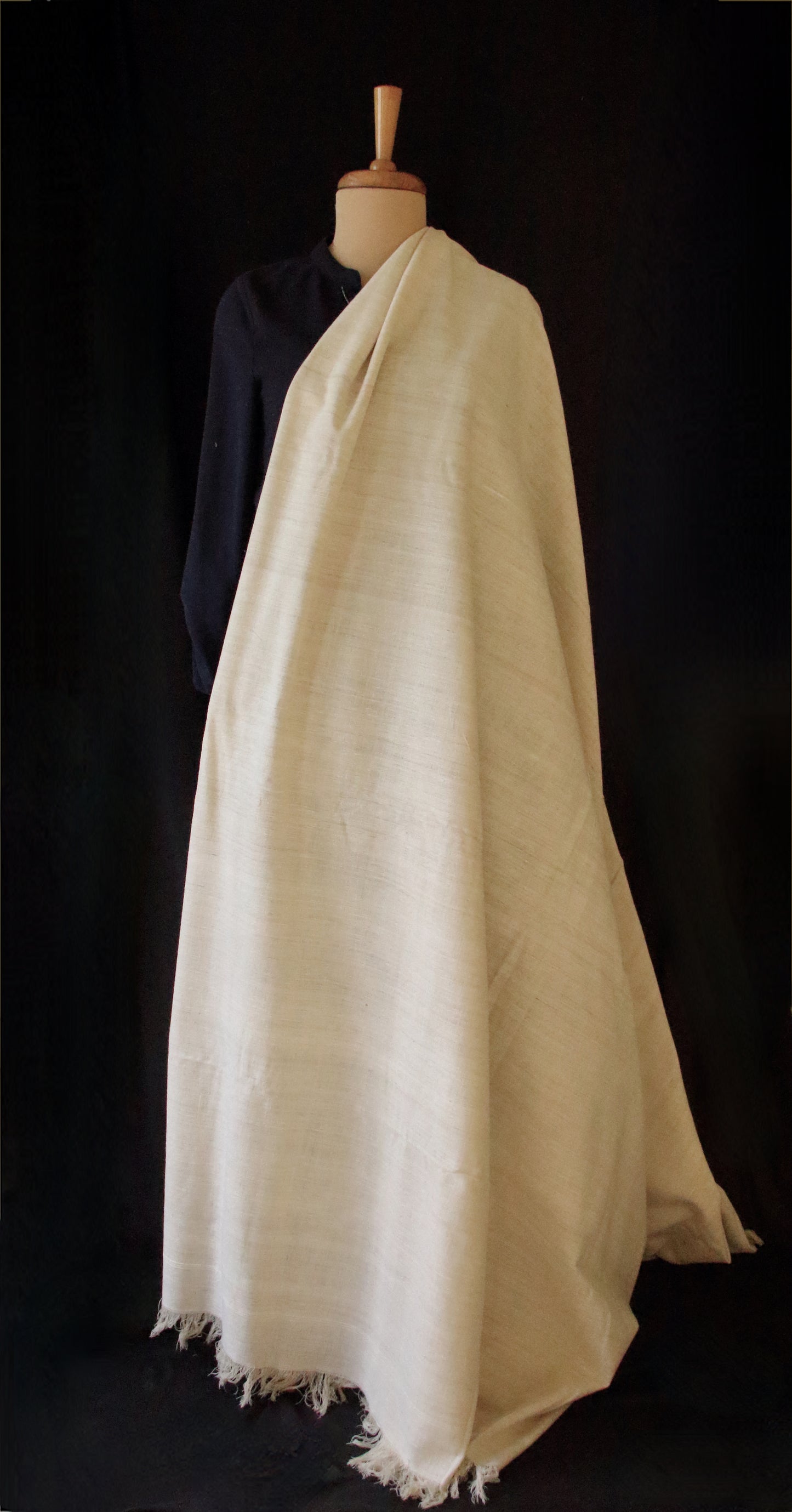 Extra Large Natural Off White Hand Spun / Handwoven Eri Silk Shawl from Assam