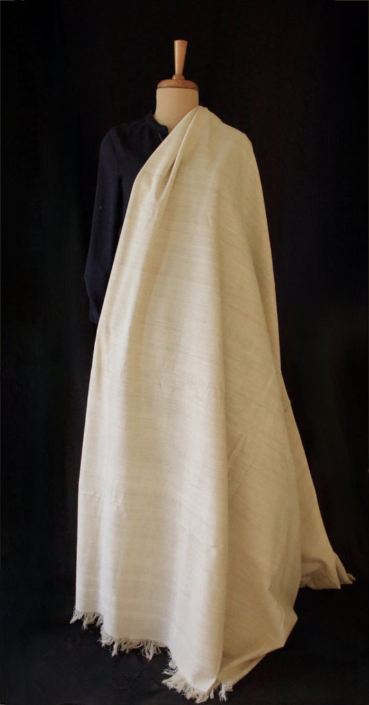 Extra Large Natural Off White Hand Spun / Handwoven Eri Silk Shawl from Assam