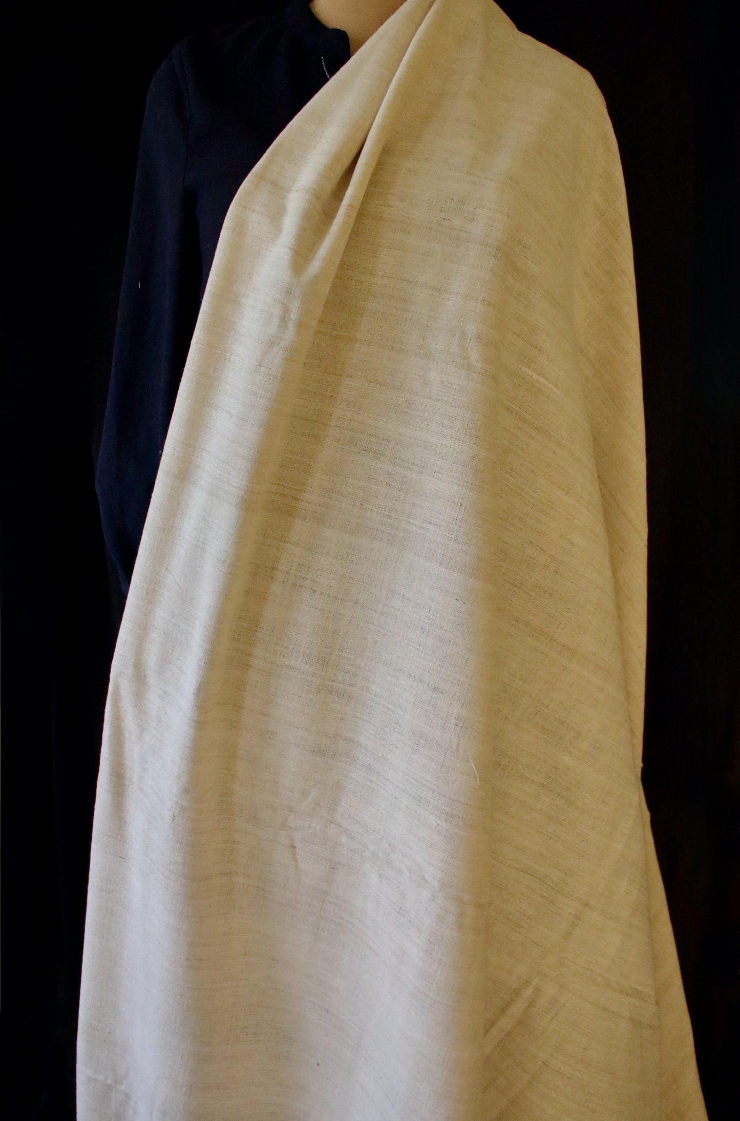 Extra Large Natural Off White Hand Spun / Handwoven Eri Silk Shawl from Assam