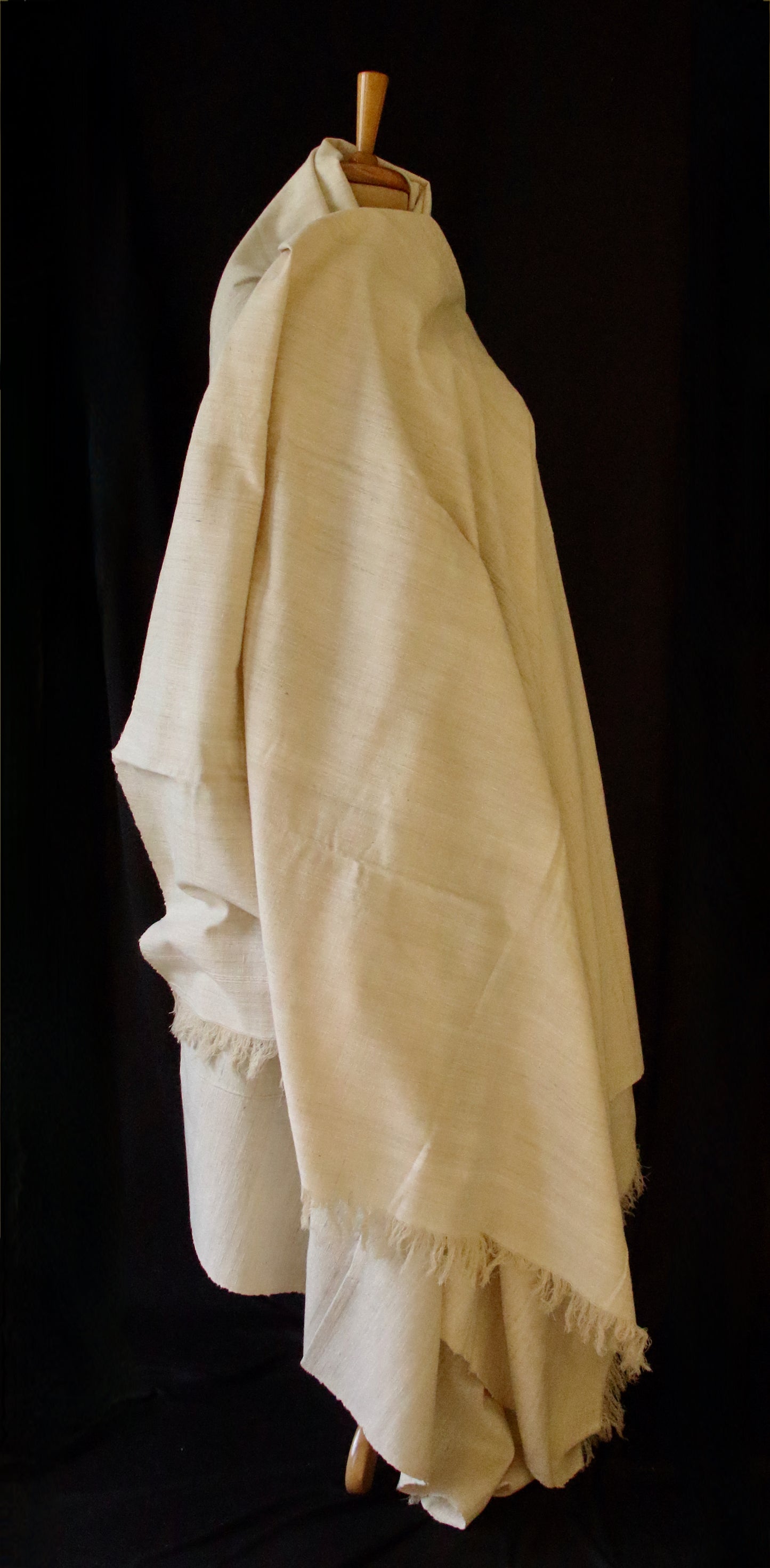 Extra Large Natural Off White Hand Spun / Handwoven Eri Silk Shawl from Assam